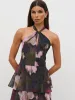 Hester Halter Neck Ruffle Maxi Dress - Purple and Khaki Ombre sold by Pretty Lavish