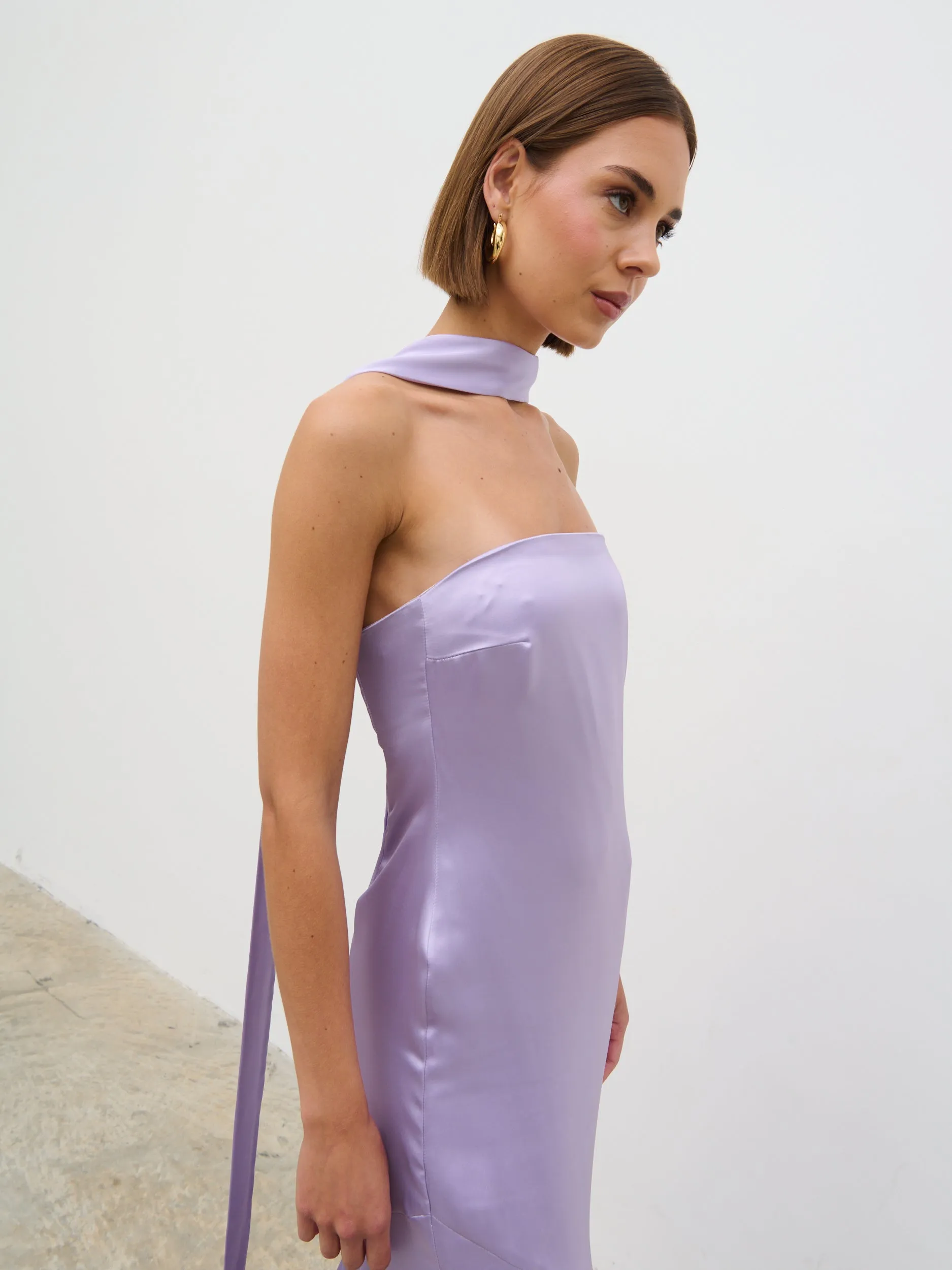 Jai Bandeau Neck Tie Maxi Dress - Lilac sold by Pretty Lavish product image thumbnail 5