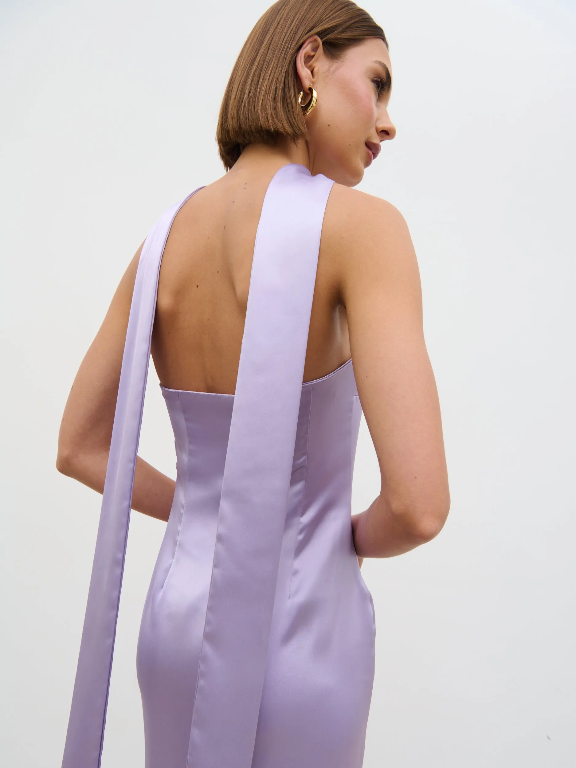 Jai Bandeau Neck Tie Maxi Dress - Lilac sold by Pretty Lavish product image thumbnail 2