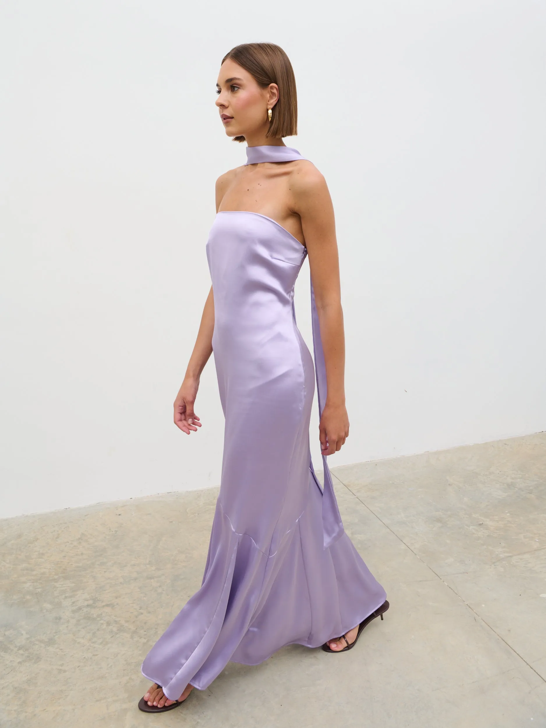 Jai Bandeau Neck Tie Maxi Dress - Lilac sold by Pretty Lavish product image thumbnail 3