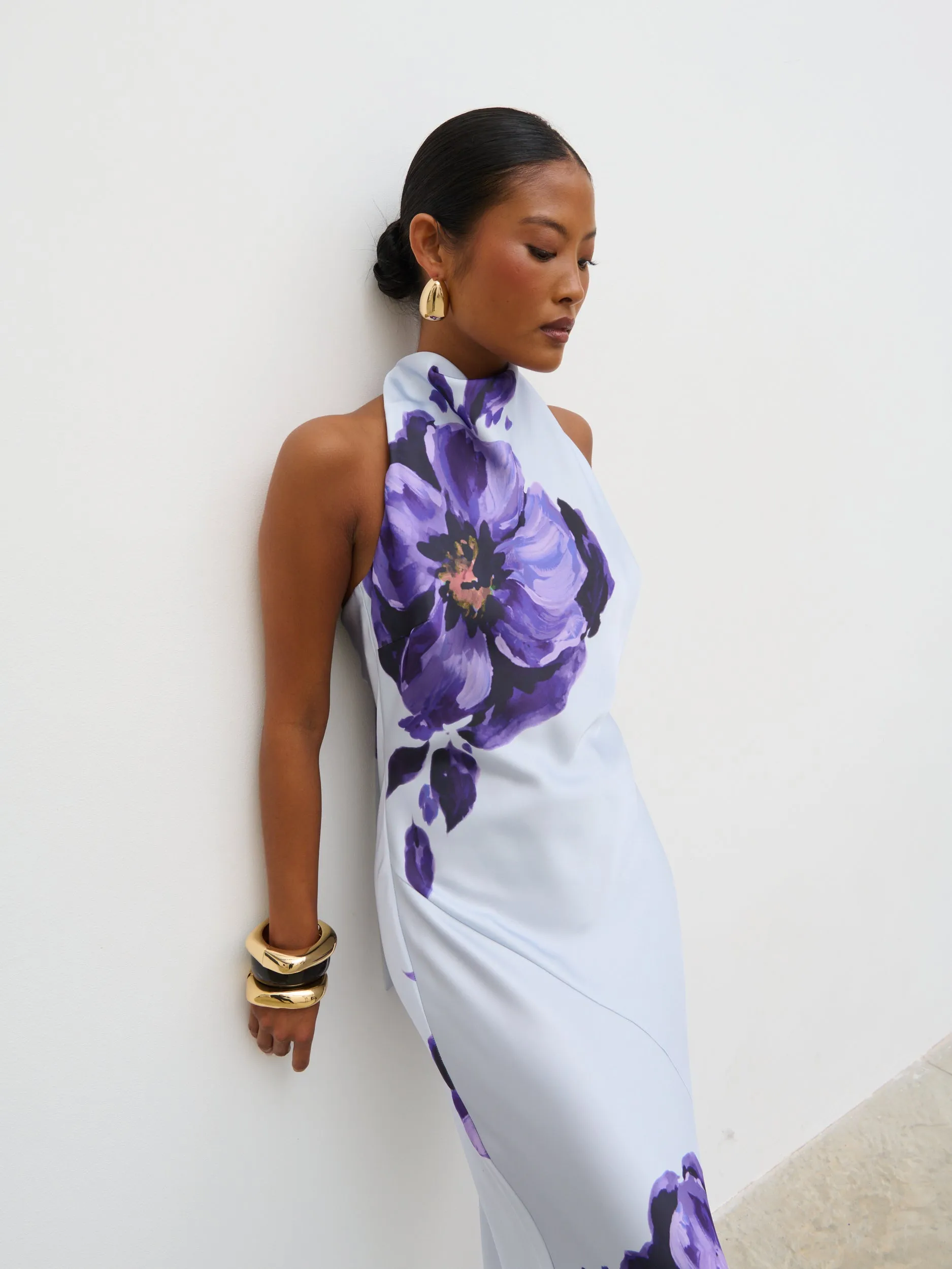 Edita Cowl Neck Maxi Dress - Lilac Floral sold by Pretty Lavish product image thumbnail 4