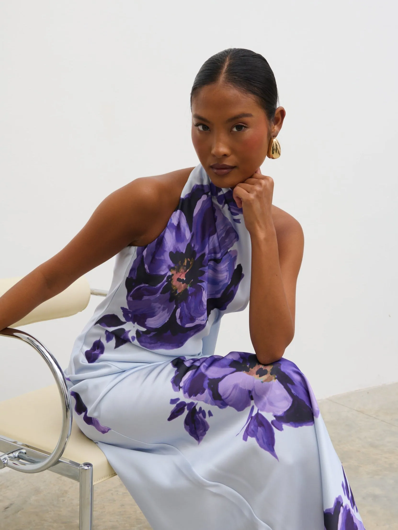 Edita Cowl Neck Maxi Dress - Lilac Floral sold by Pretty Lavish product image thumbnail 3