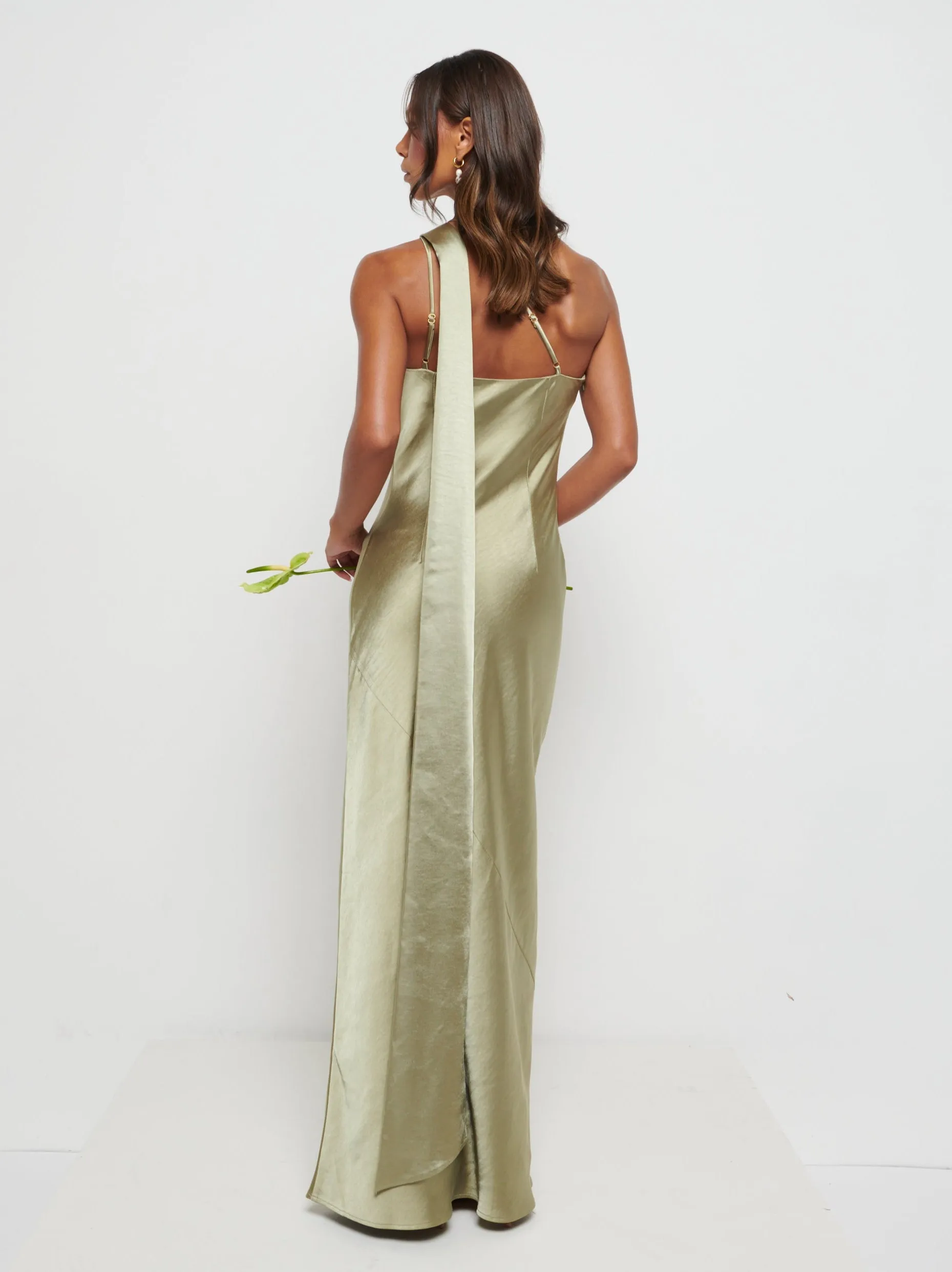 Sheree Scarf Maxi Bridesmaid Dress - Olive sold by Pretty Lavish product image thumbnail 5