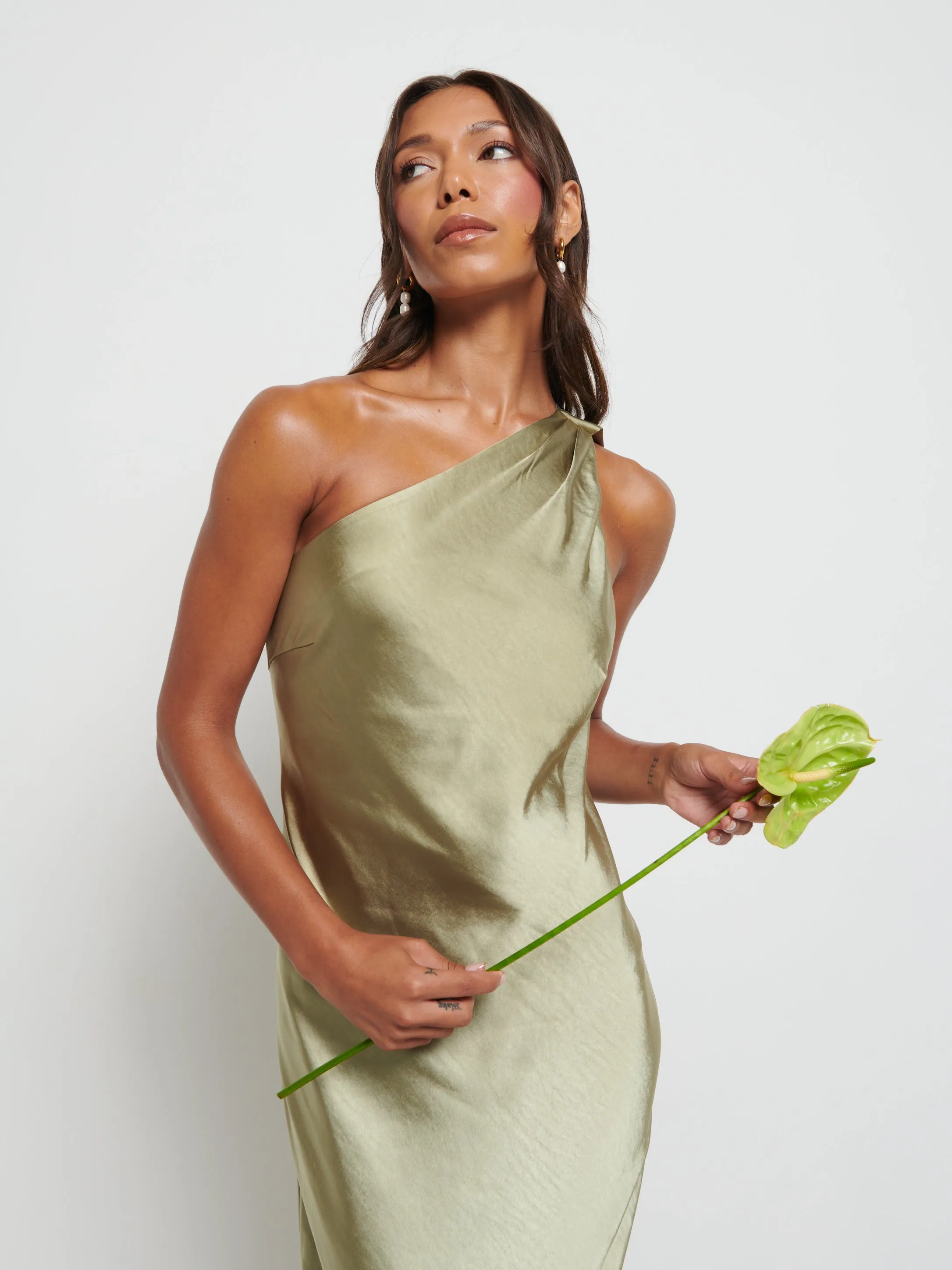 Sheree Scarf Maxi Bridesmaid Dress - Olive sold by Pretty Lavish product image thumbnail 2