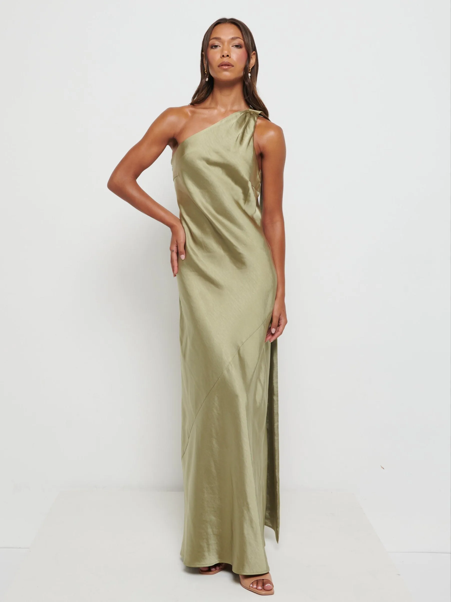 Sheree Scarf Maxi Bridesmaid Dress - Olive sold by Pretty Lavish product image thumbnail 4