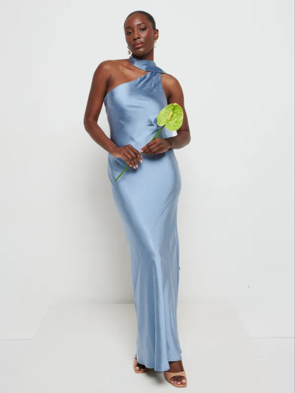 Sheree Scarf Maxi Bridesmaid Dress - Dusty Blue sold by Pretty Lavish