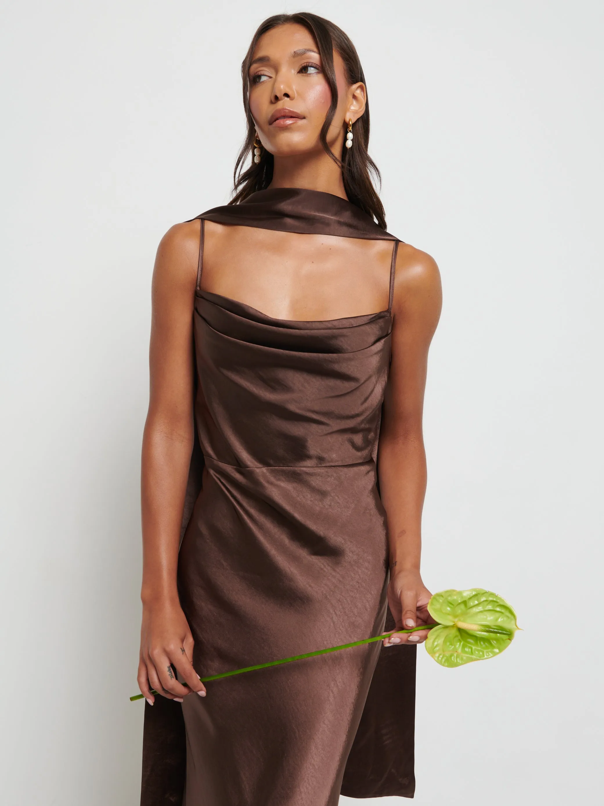 Keisha Scarf Maxi Bridesmaid Dress - Chocolate sold by Pretty Lavish product image thumbnail 2