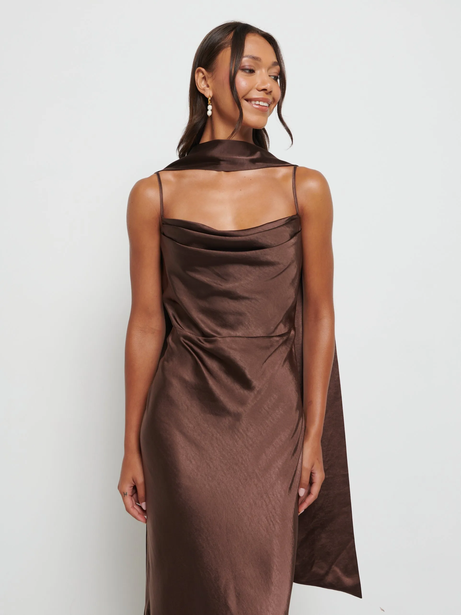 Keisha Scarf Maxi Bridesmaid Dress - Chocolate sold by Pretty Lavish product image thumbnail 4