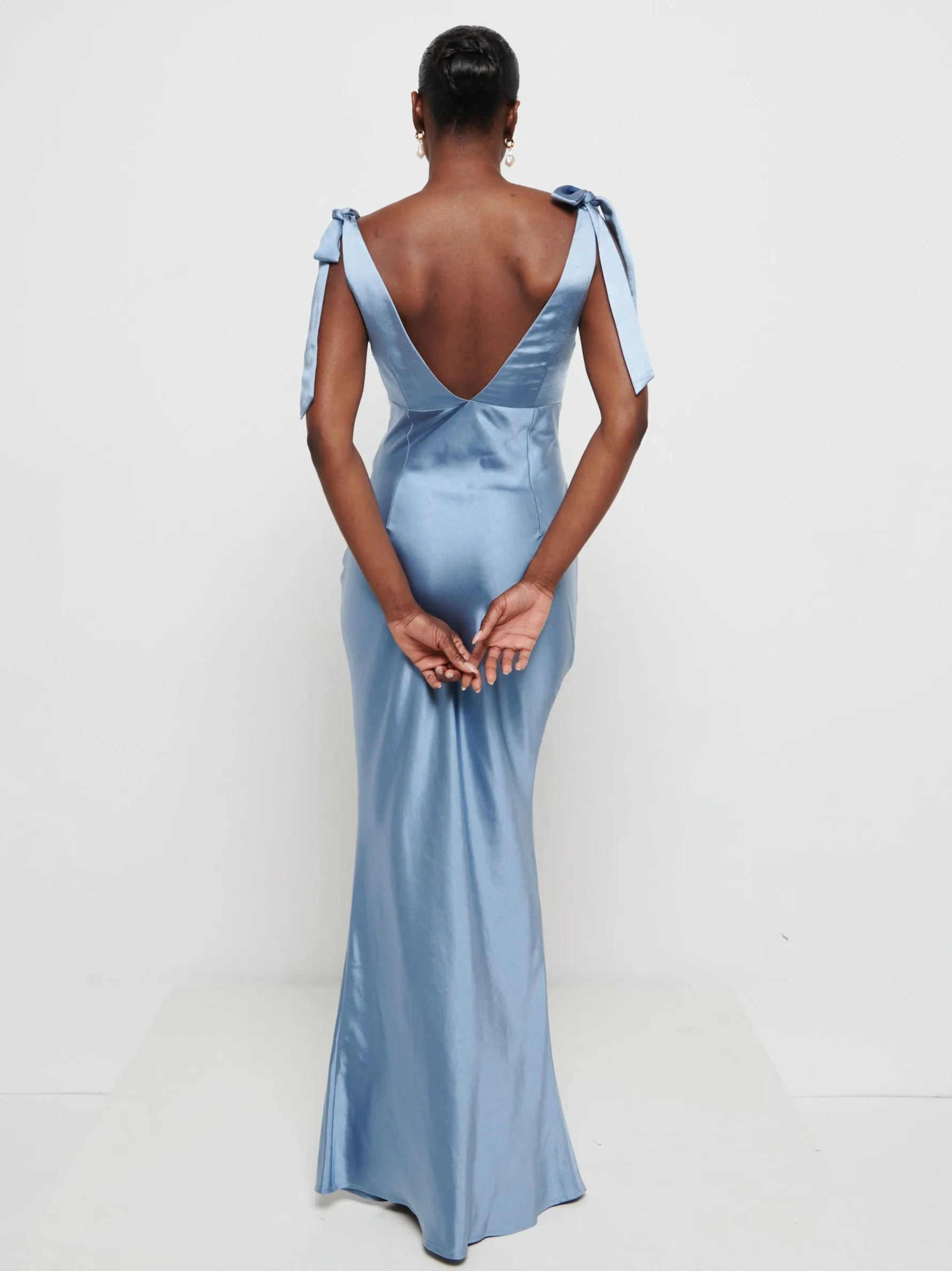 Piper Tie Maxi Bridesmaid Dress - Dusty Blue sold by Pretty Lavish product image thumbnail 3