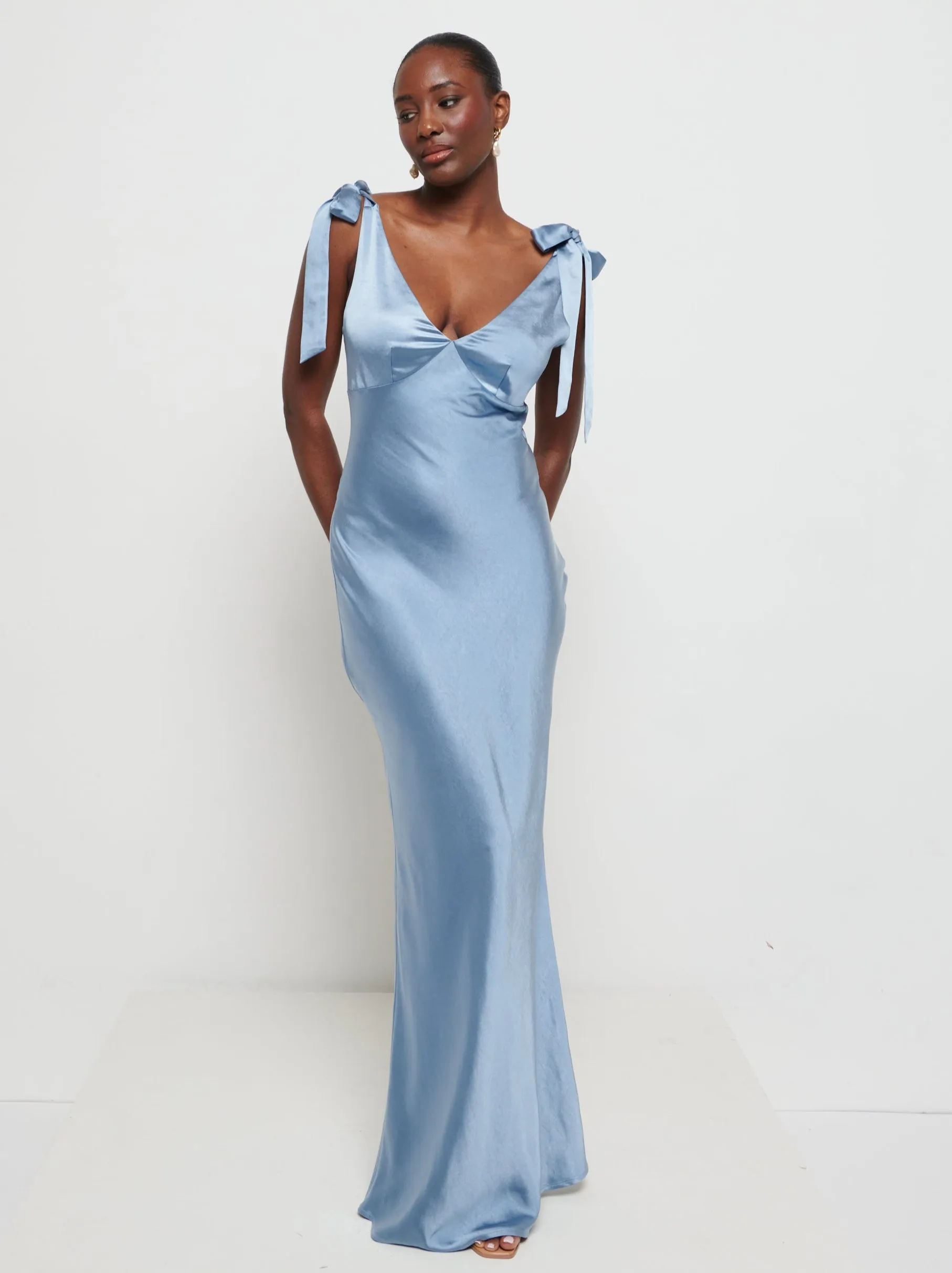 Piper Tie Maxi Bridesmaid Dress - Dusty Blue sold by Pretty Lavish product image thumbnail 5