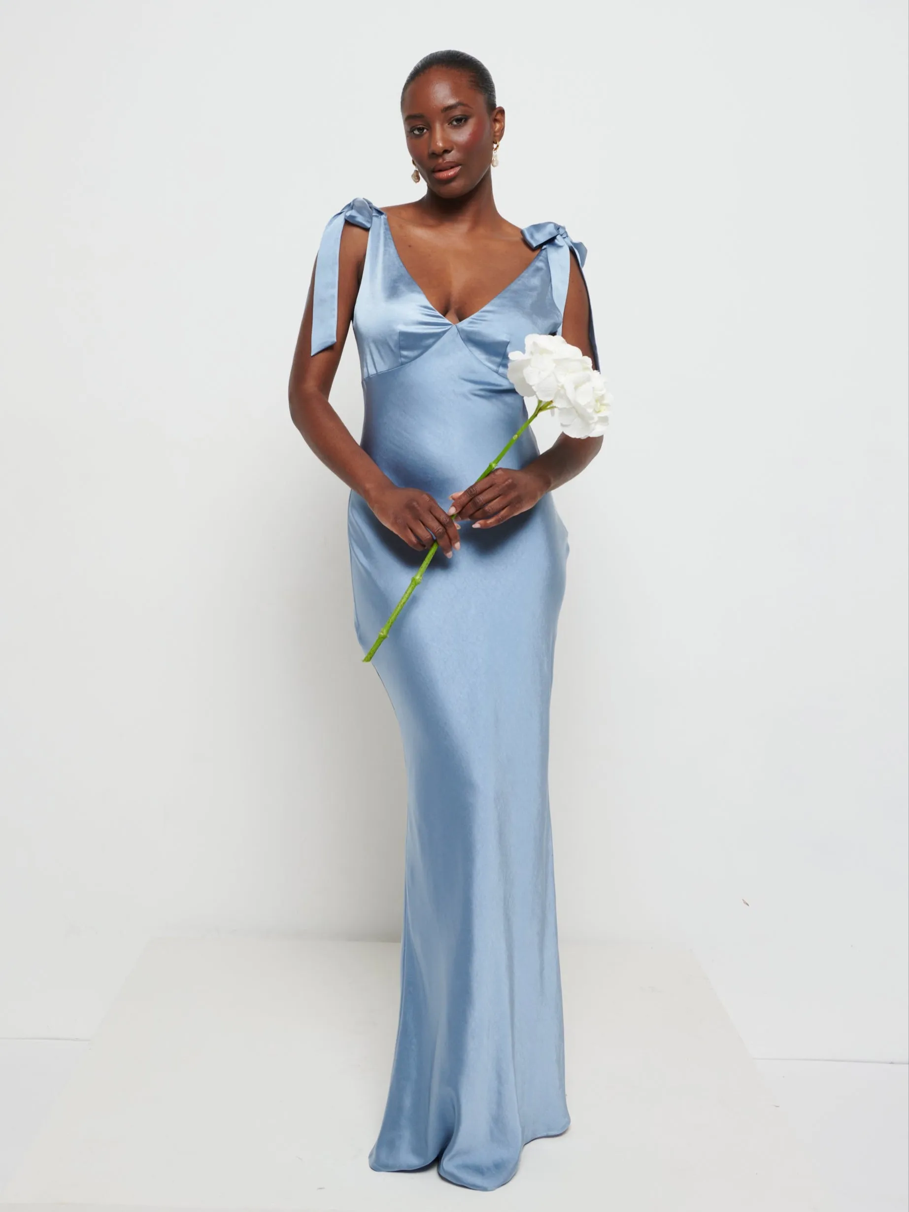 Piper Tie Maxi Bridesmaid Dress - Dusty Blue sold by Pretty Lavish product image thumbnail 4