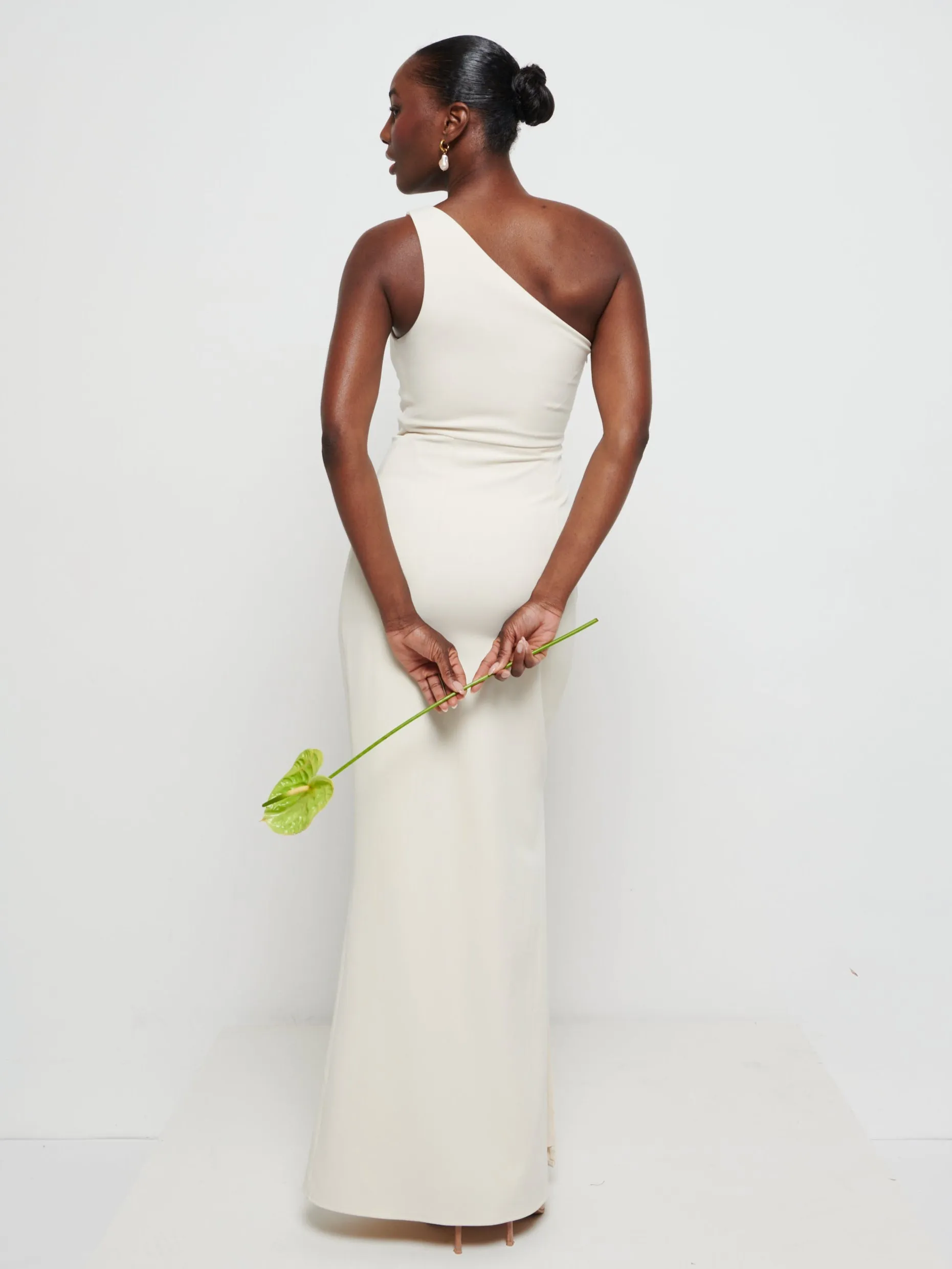 Amelia Crepe Ruched Maxi Bridesmaid Dress - Champagne sold by Pretty Lavish product image thumbnail 3