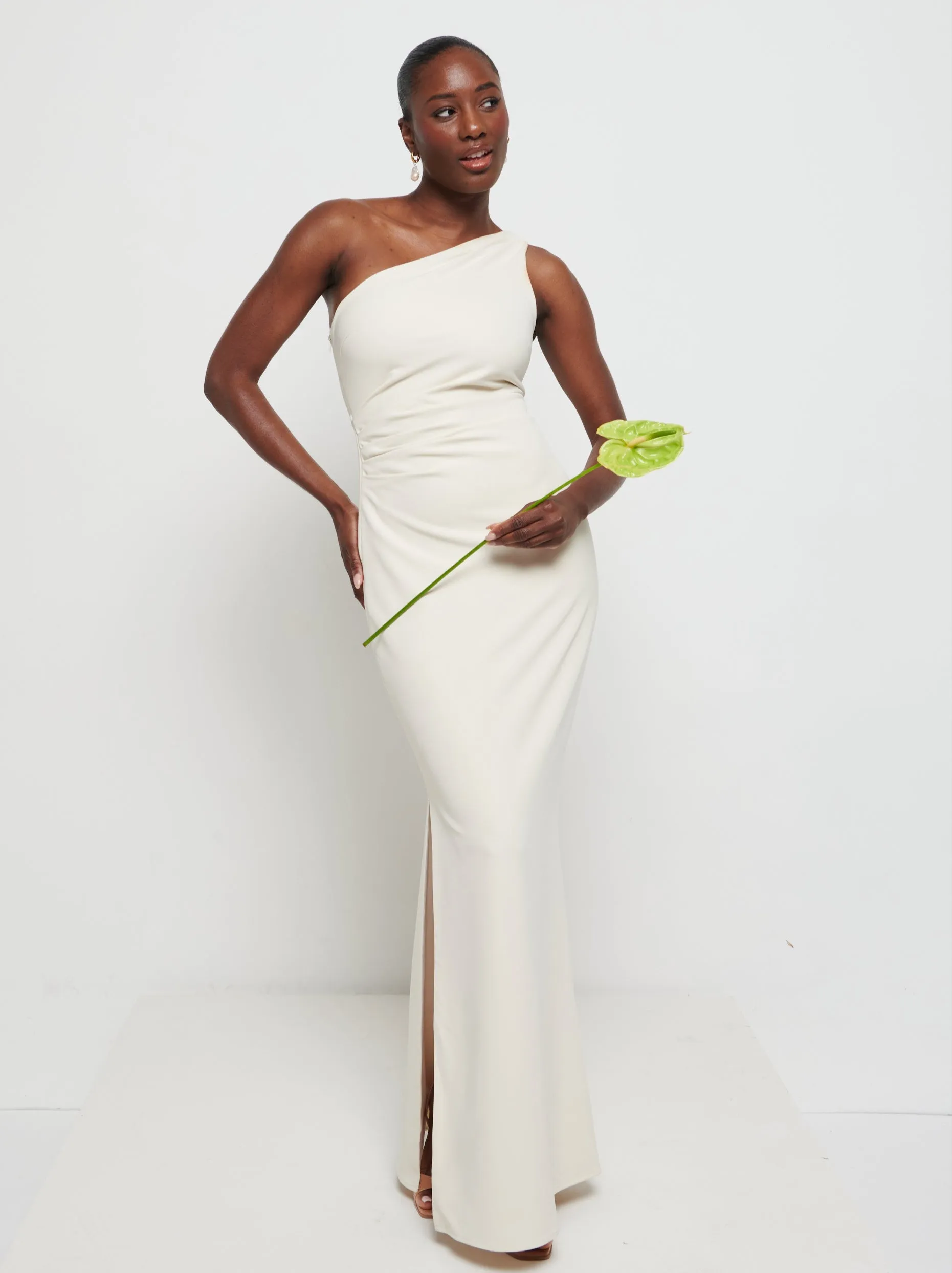 Amelia Crepe Ruched Maxi Bridesmaid Dress - Champagne sold by Pretty Lavish product image thumbnail 5