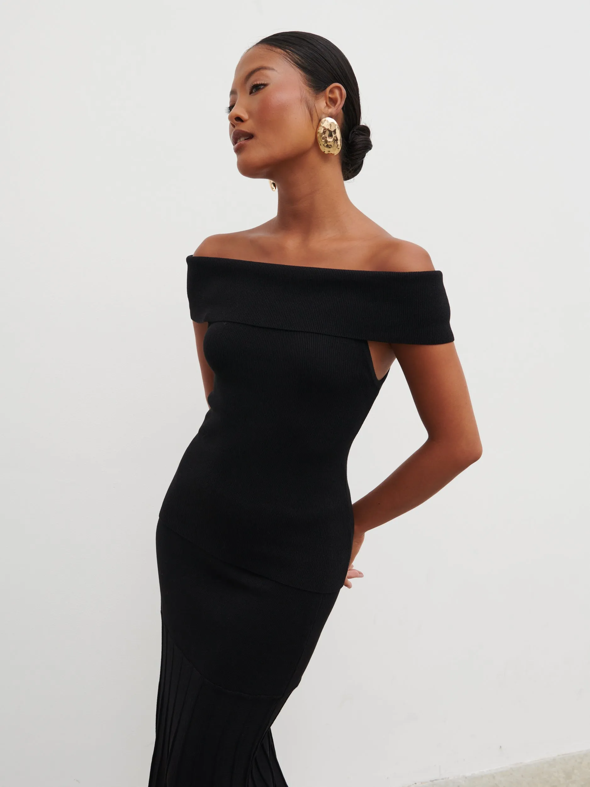 Reagan Bardot Knit Top - Black sold by Pretty Lavish