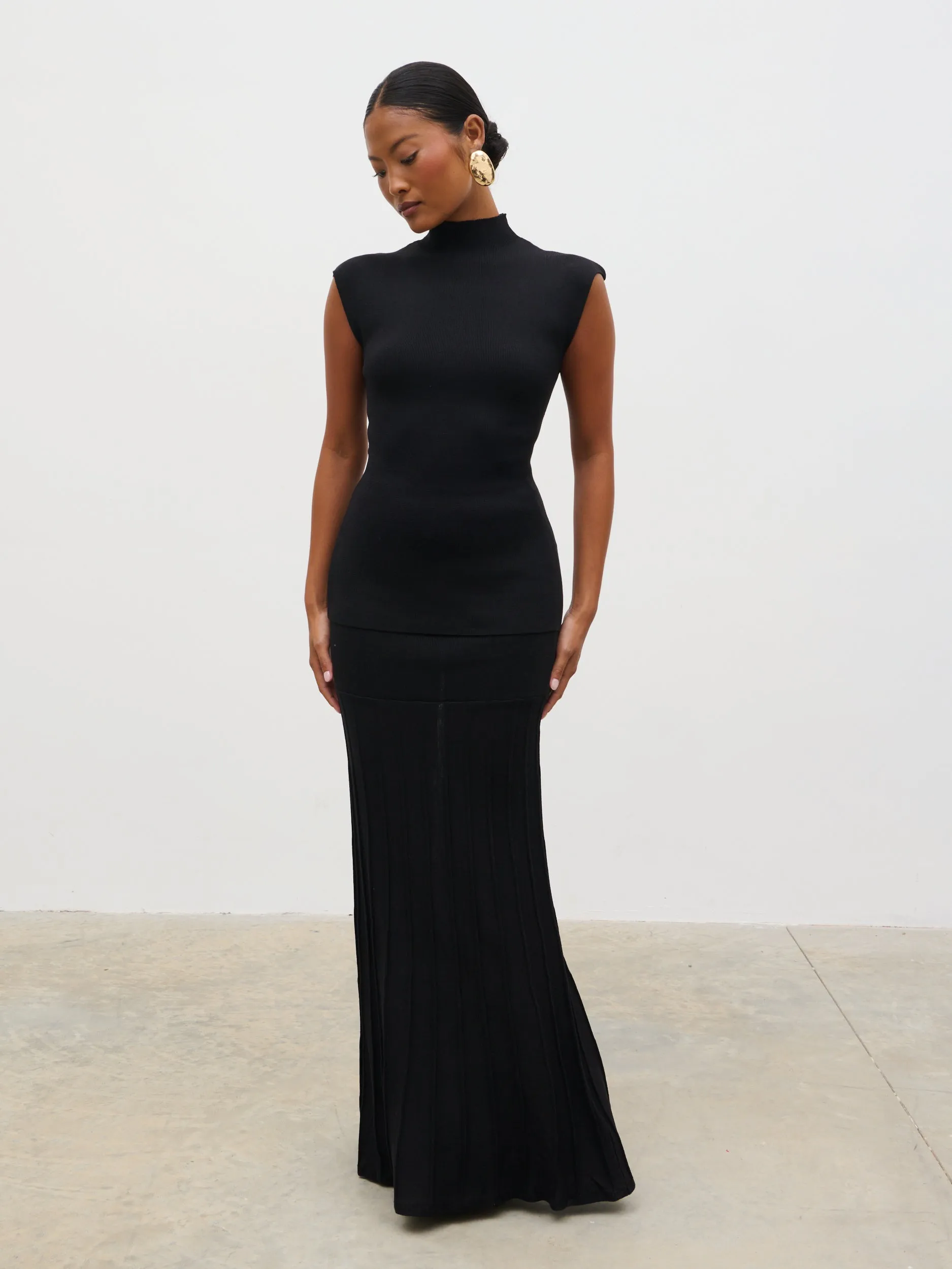 Reagan Pleated Knit Maxi Skirt - Black sold by Pretty Lavish product image thumbnail 3