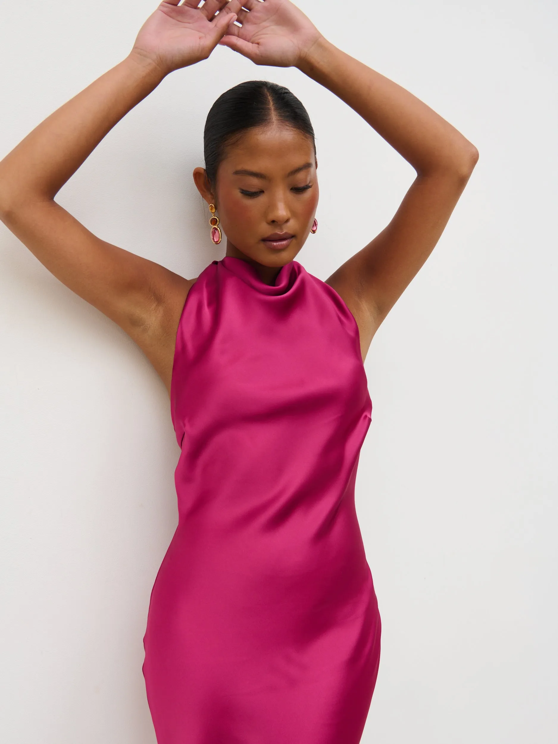 Edita Cowl Midaxi Dress - Raspberry sold by Pretty Lavish product image thumbnail 5