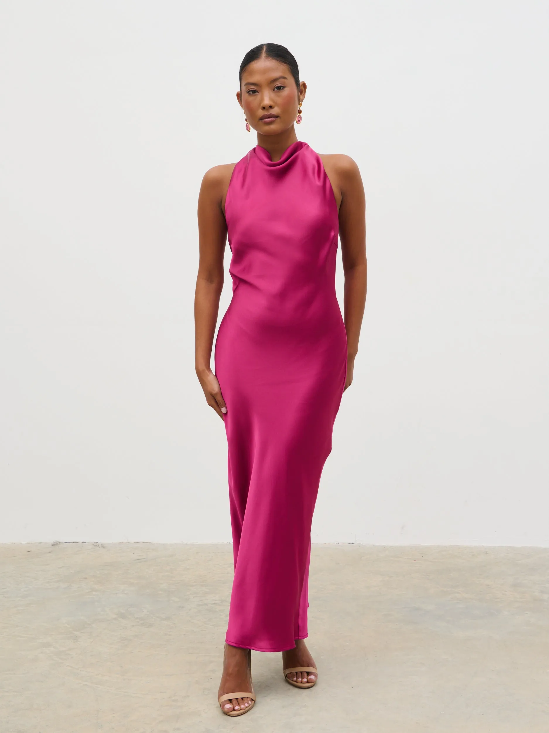 Edita Cowl Midaxi Dress - Raspberry sold by Pretty Lavish product image thumbnail 4