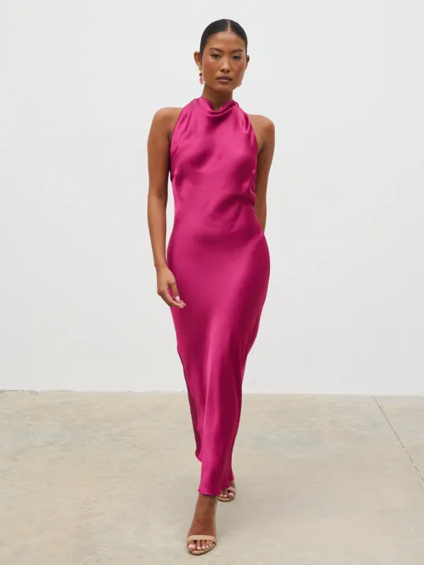 Edita Cowl Midaxi Dress - Raspberry sold by Pretty Lavish