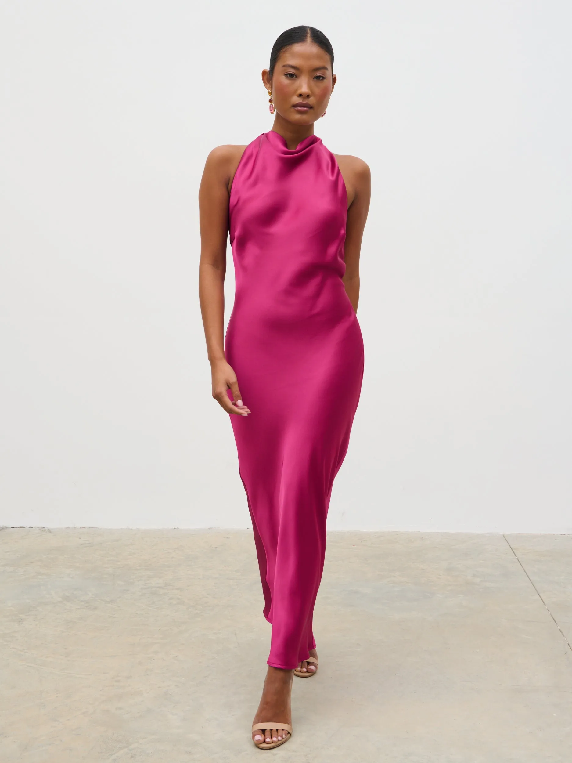 Edita Cowl Midaxi Dress - Raspberry sold by Pretty Lavish