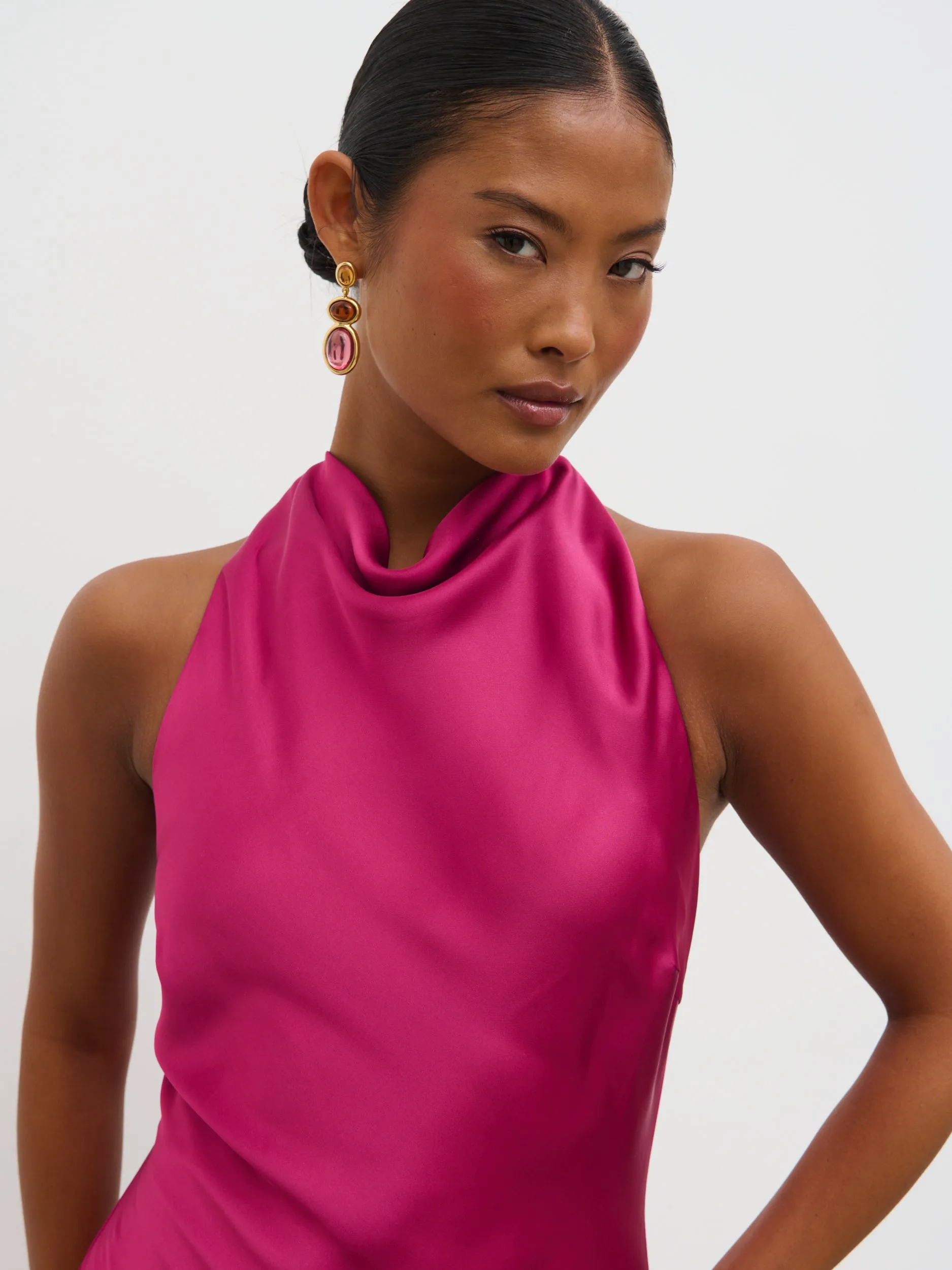 Edita Cowl Midaxi Dress - Raspberry sold by Pretty Lavish product image thumbnail 3