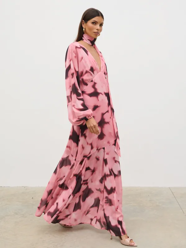 Petula Batwing Scarf Maxi Dress - Blush Watercolour Floral sold by Pretty Lavish
