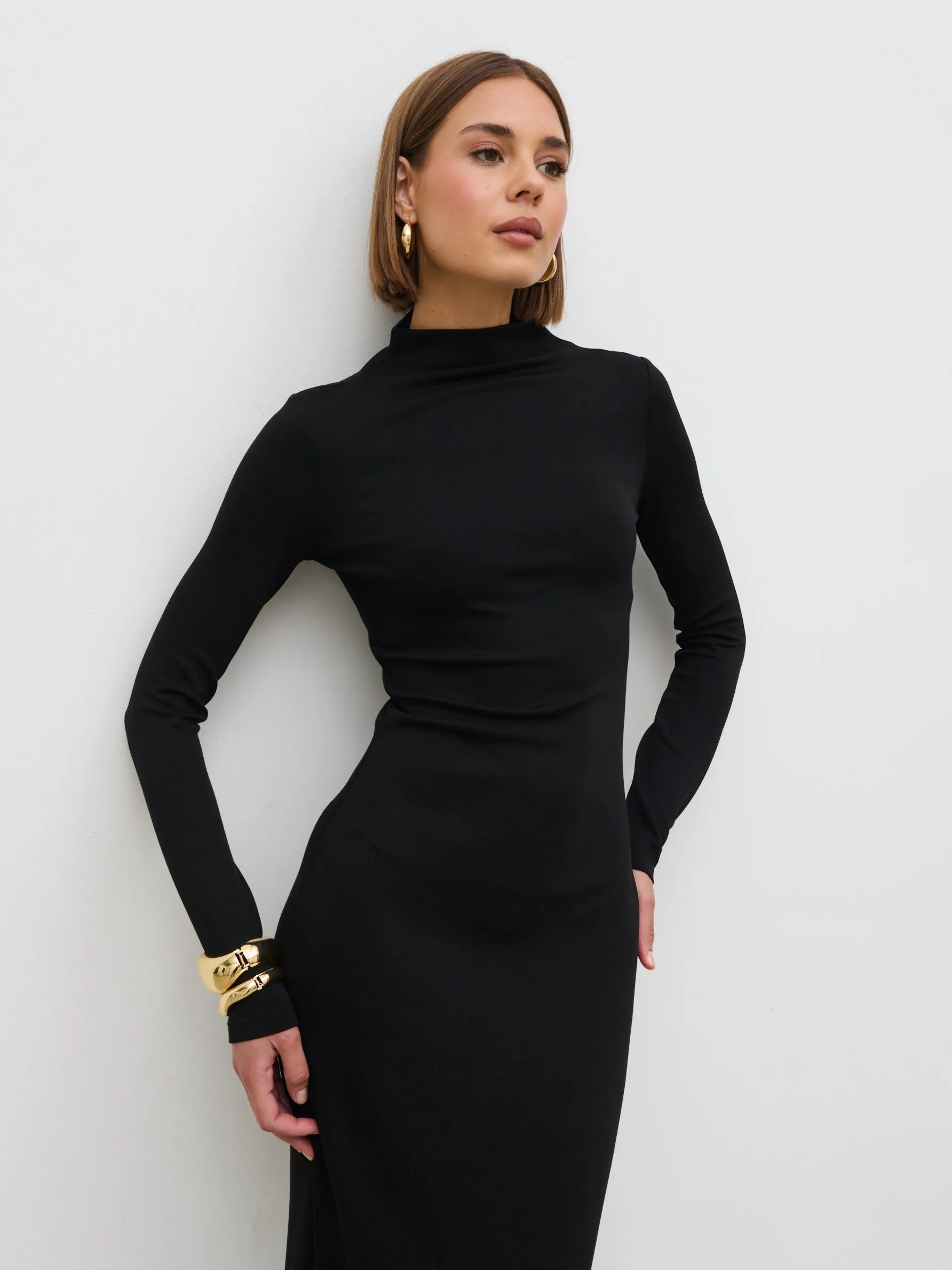 Mabel High Neck Jersey Maxi Dress - Black sold by Pretty Lavish product image thumbnail 2