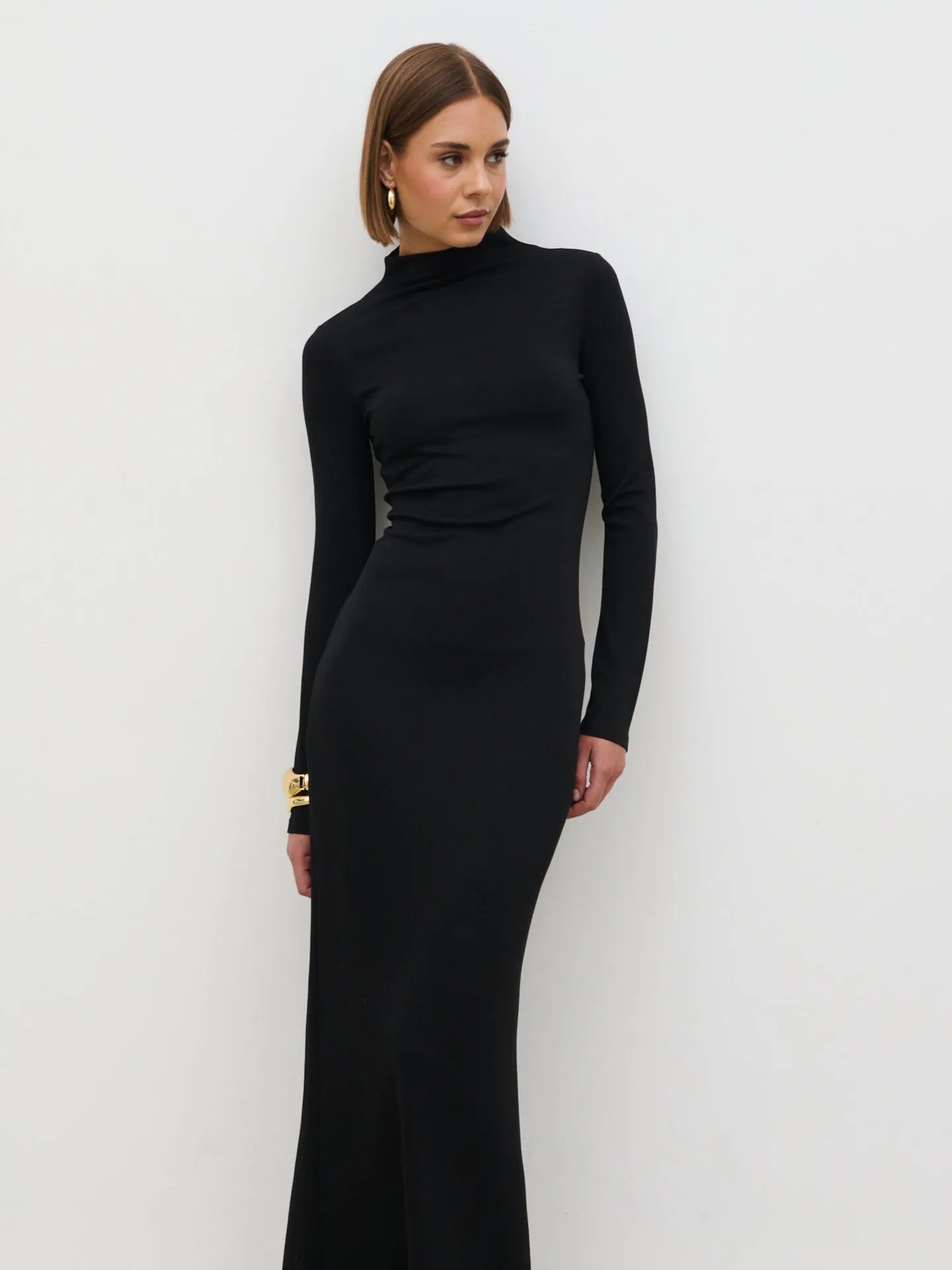 Mabel High Neck Jersey Maxi Dress - Black sold by Pretty Lavish product image thumbnail 4