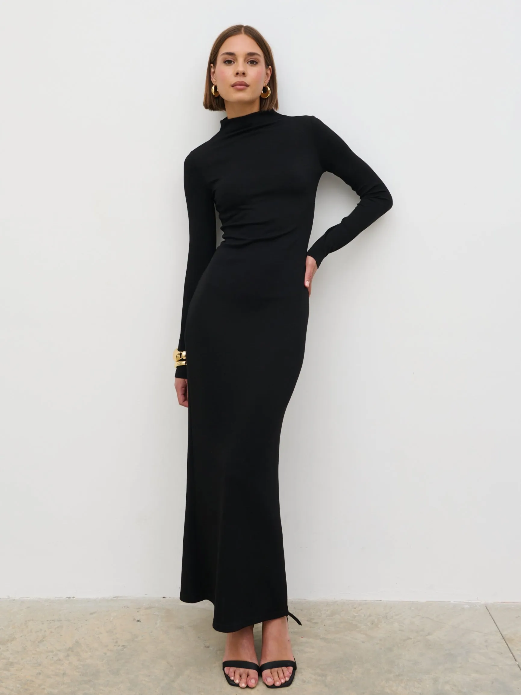 Mabel High Neck Jersey Maxi Dress - Black sold by Pretty Lavish