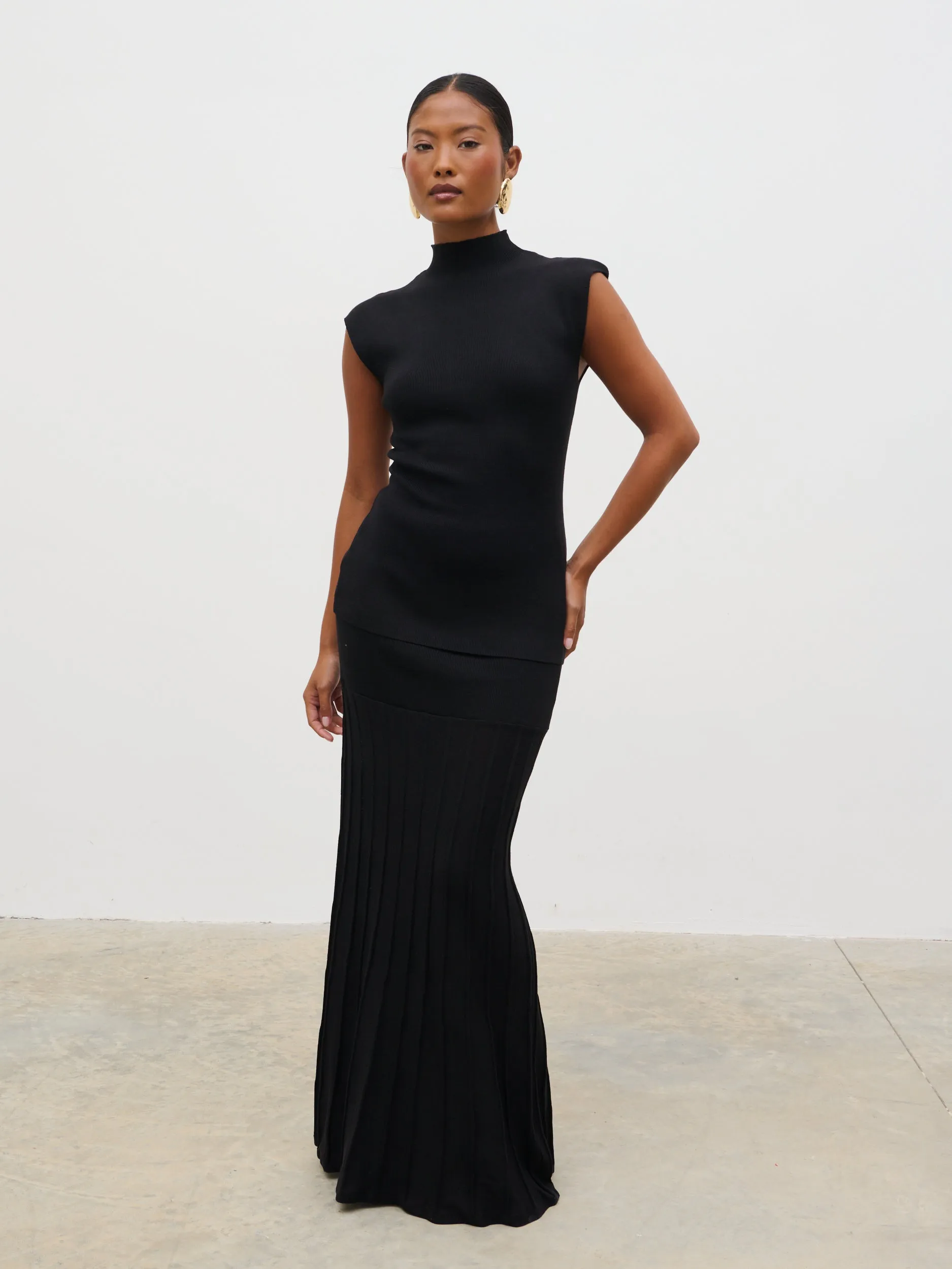 Reagan High Neck Knit Top - Black sold by Pretty Lavish product image thumbnail 2