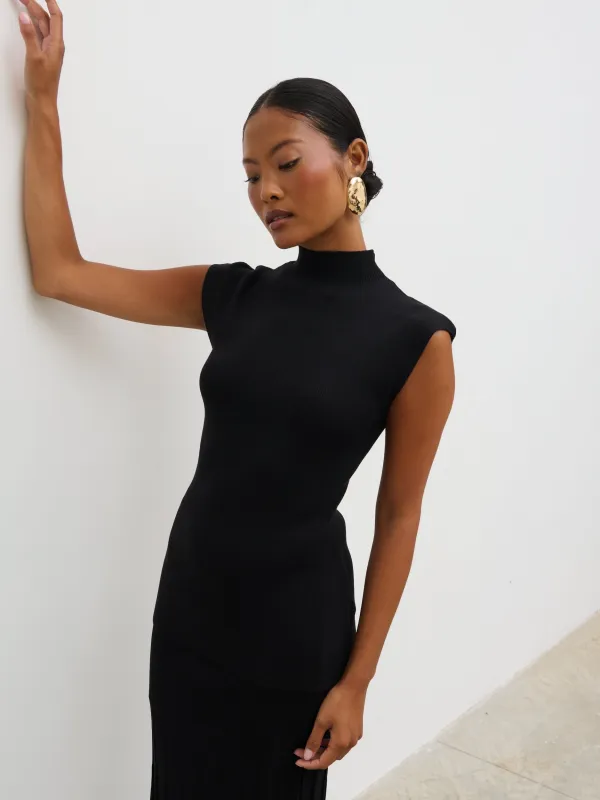 Reagan High Neck Knit Top - Black sold by Pretty Lavish