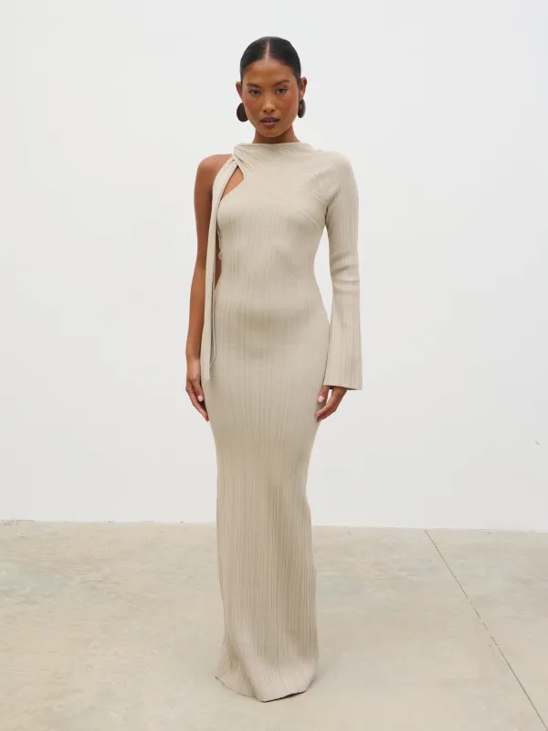 Allegra Sparkle Knit Maxi Dress - Champagne Sparkle sold by Pretty Lavish