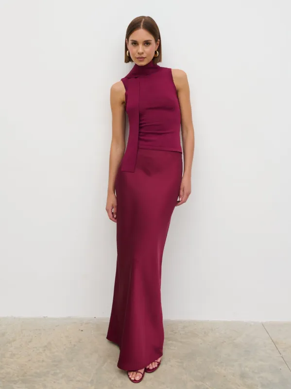 Breya Maxi Skirt - Wine sold by Pretty Lavish