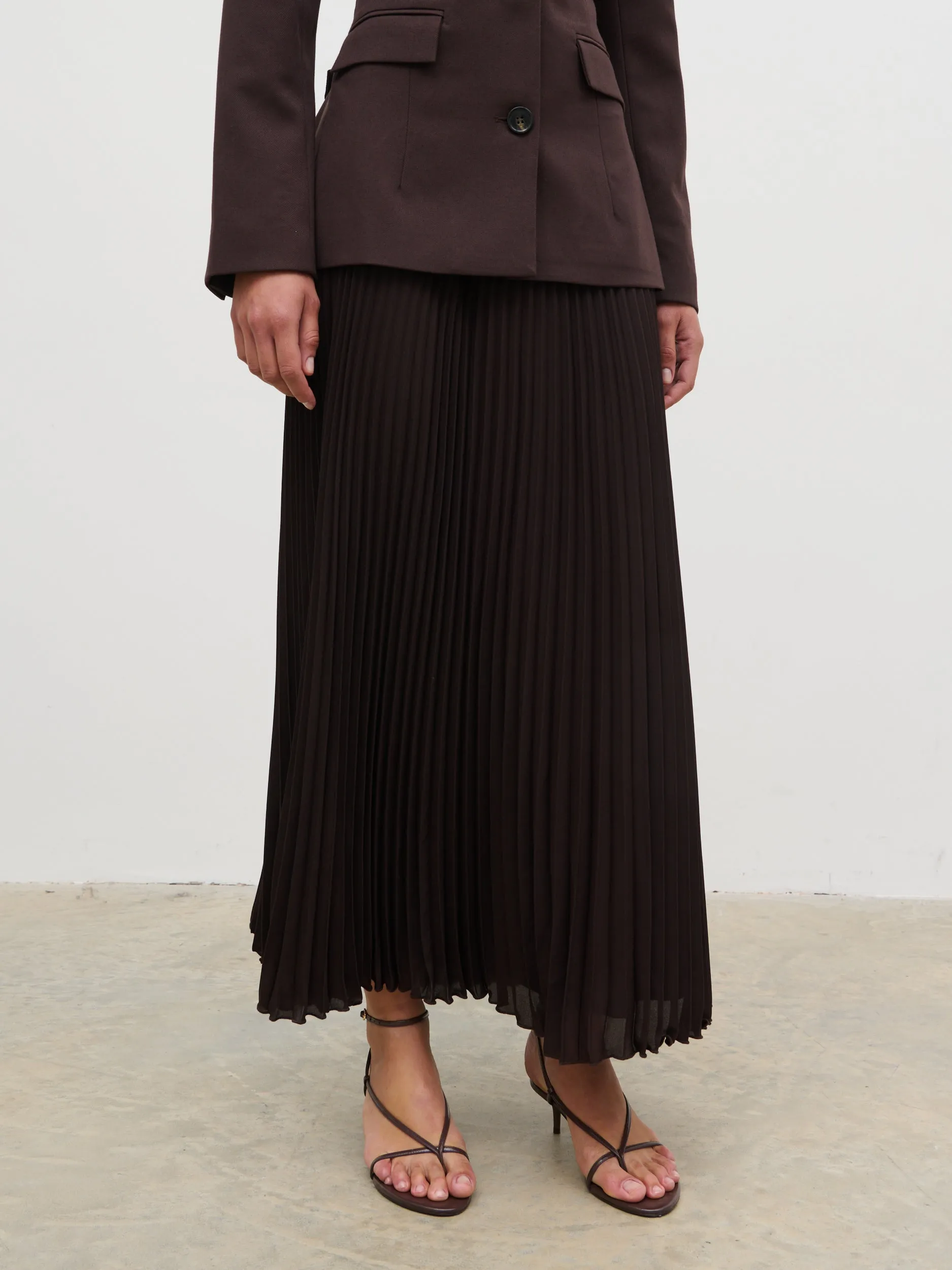 Elsa Pleated Midaxi Skirt - Brown sold by Pretty Lavish product image thumbnail 4
