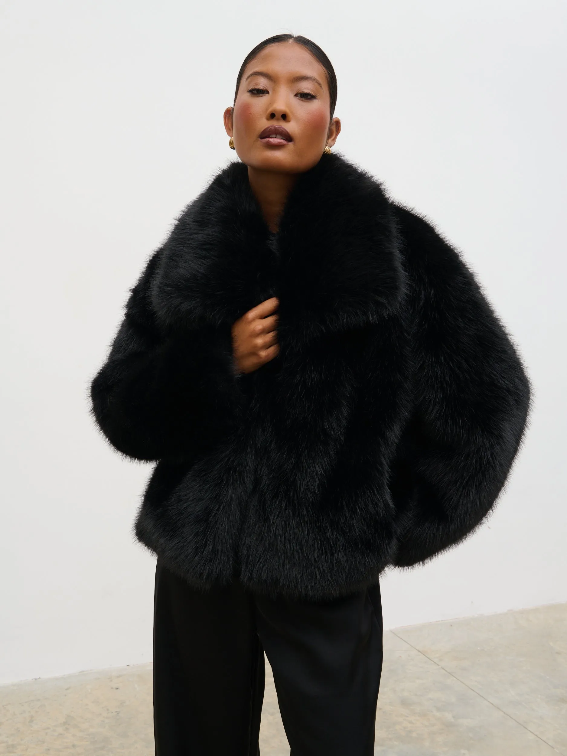Ettalie Short Faux Fur Coat - Black sold by Pretty Lavish