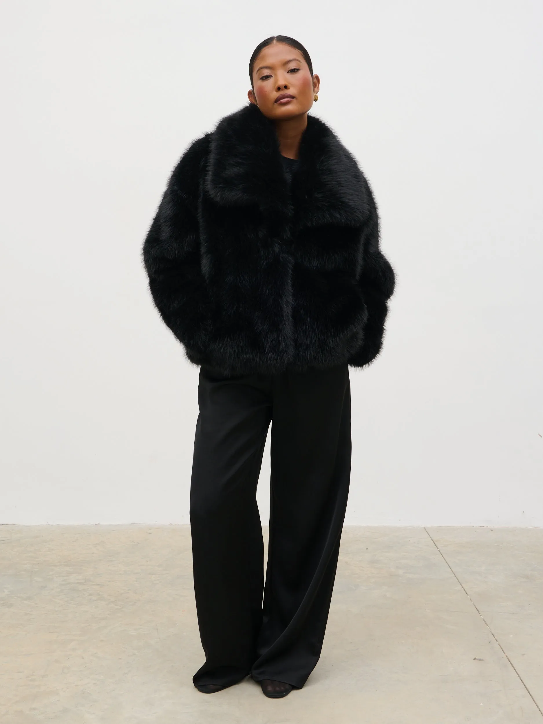 Ettalie Short Faux Fur Coat - Black sold by Pretty Lavish product image thumbnail 2