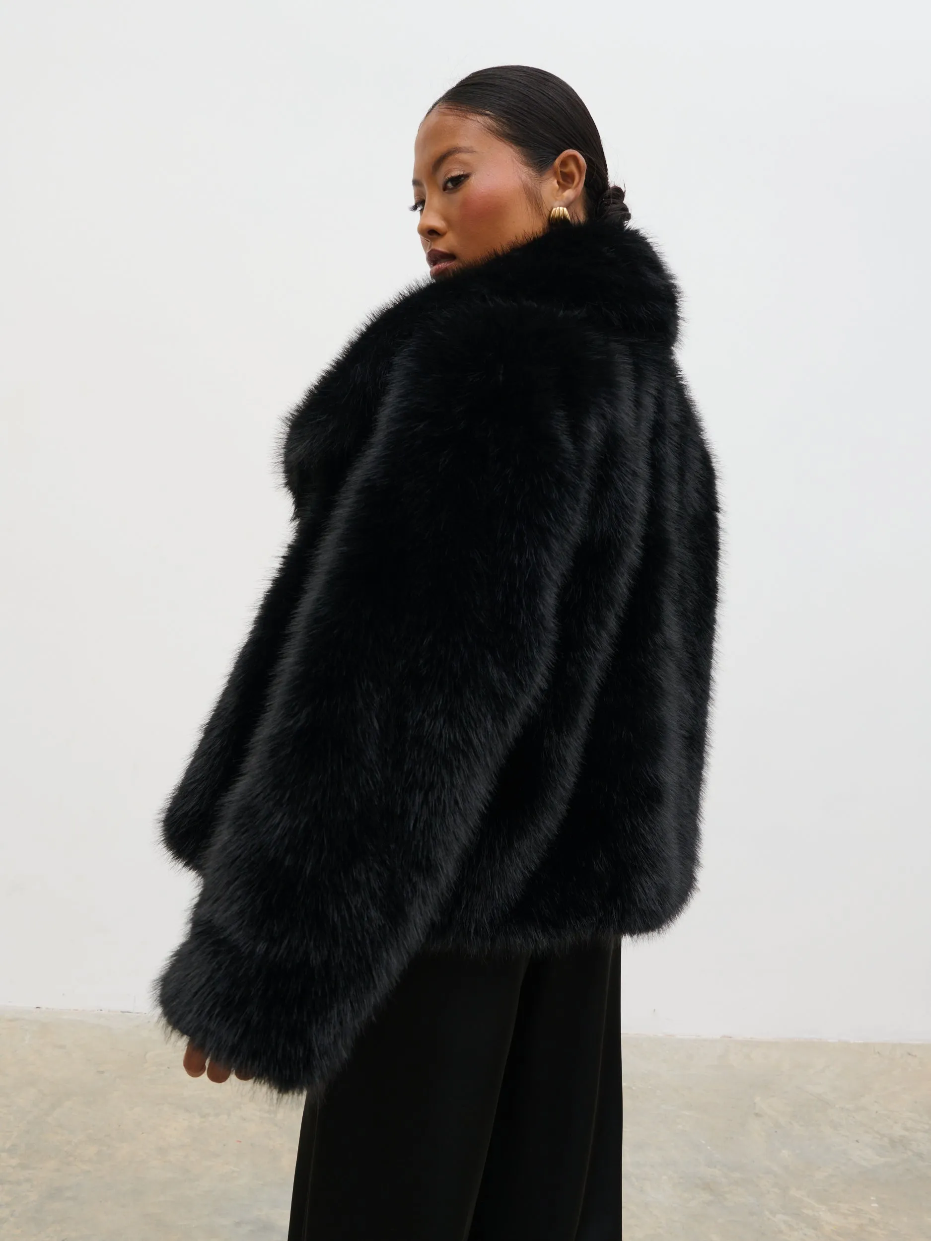 Ettalie Short Faux Fur Coat - Black sold by Pretty Lavish product image thumbnail 4