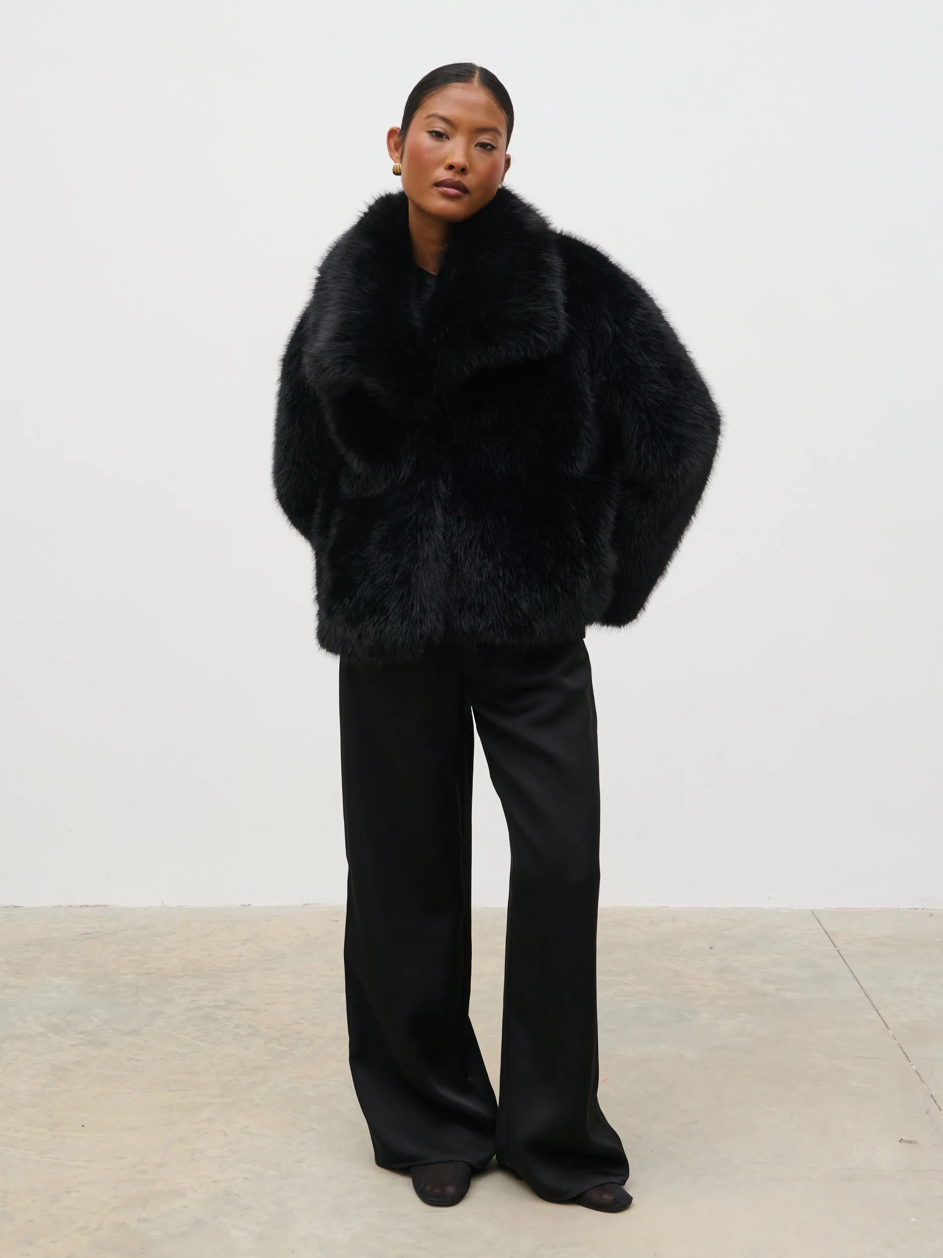Ettalie Short Faux Fur Coat - Black sold by Pretty Lavish product image thumbnail 5