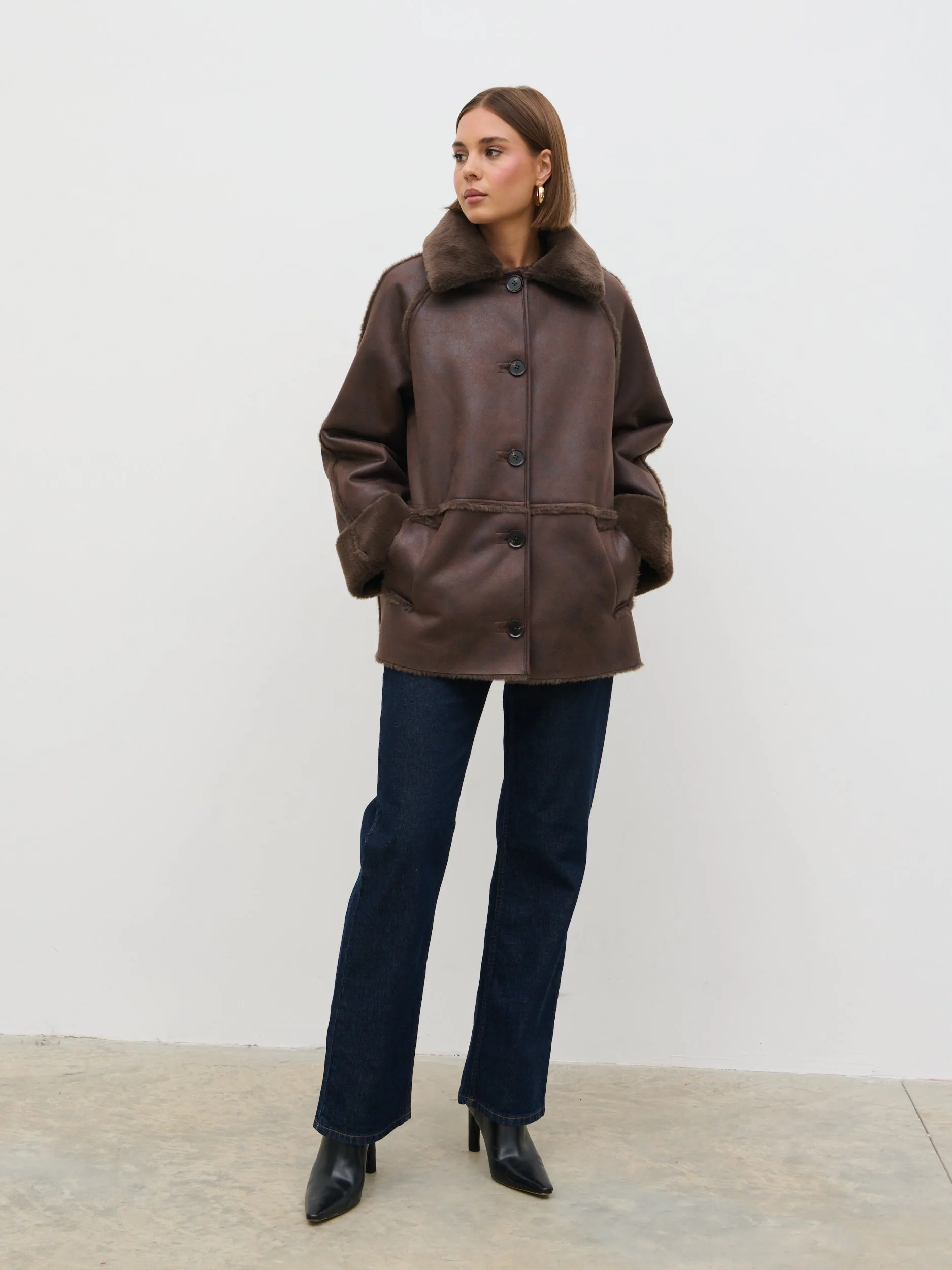 Sawyer Aviator Coat - Brown sold by Pretty Lavish product image thumbnail 4