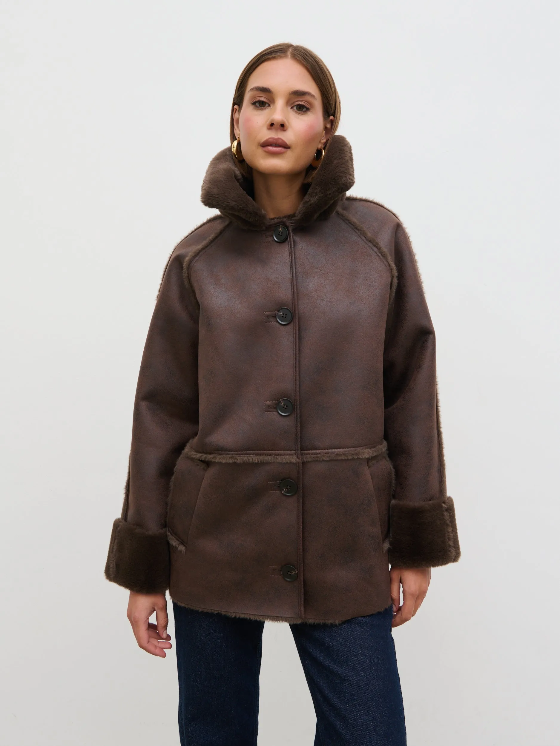 Sawyer Aviator Coat - Brown sold by Pretty Lavish product image thumbnail 5