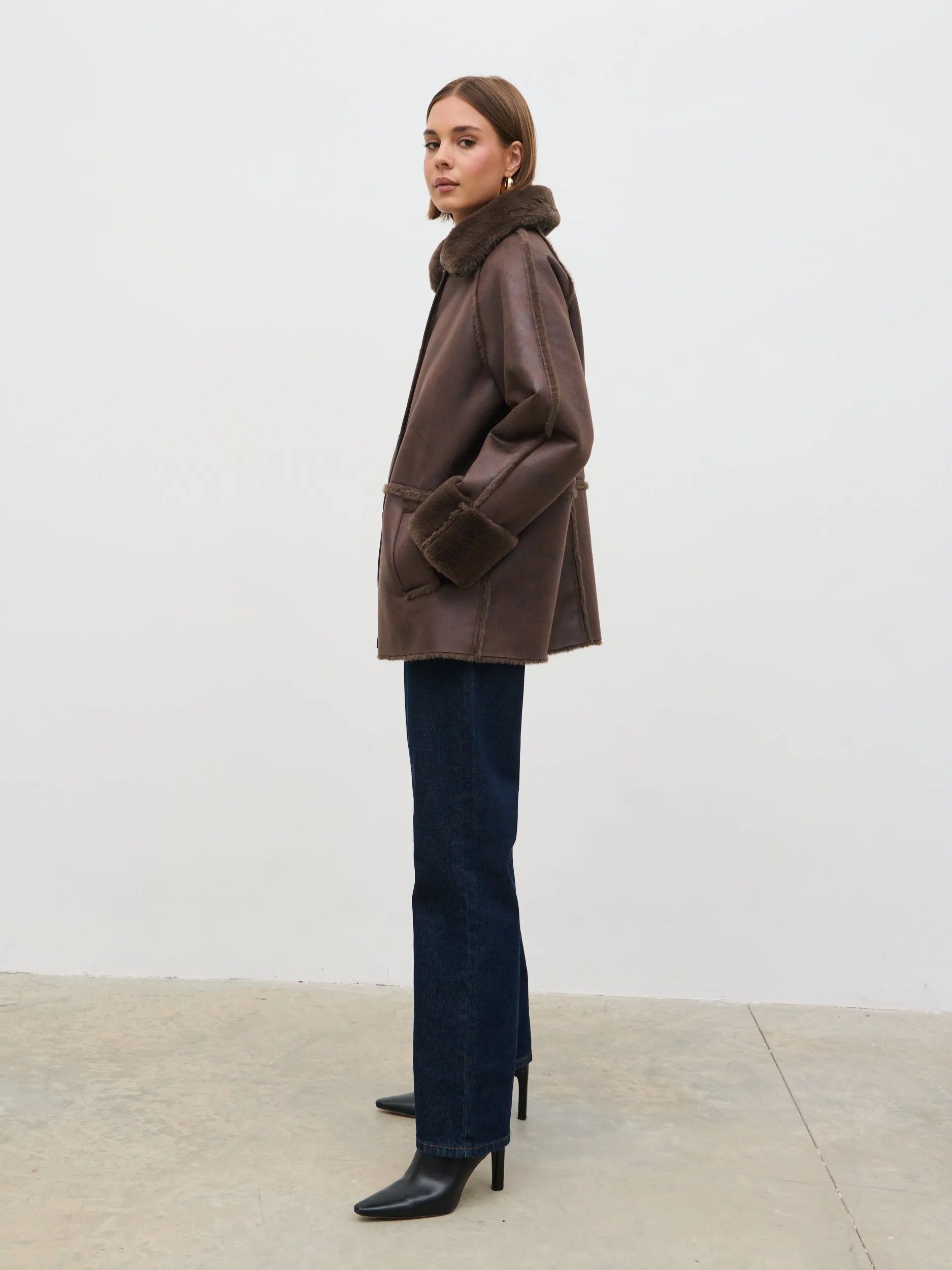 Sawyer Aviator Coat - Brown sold by Pretty Lavish product image thumbnail 2