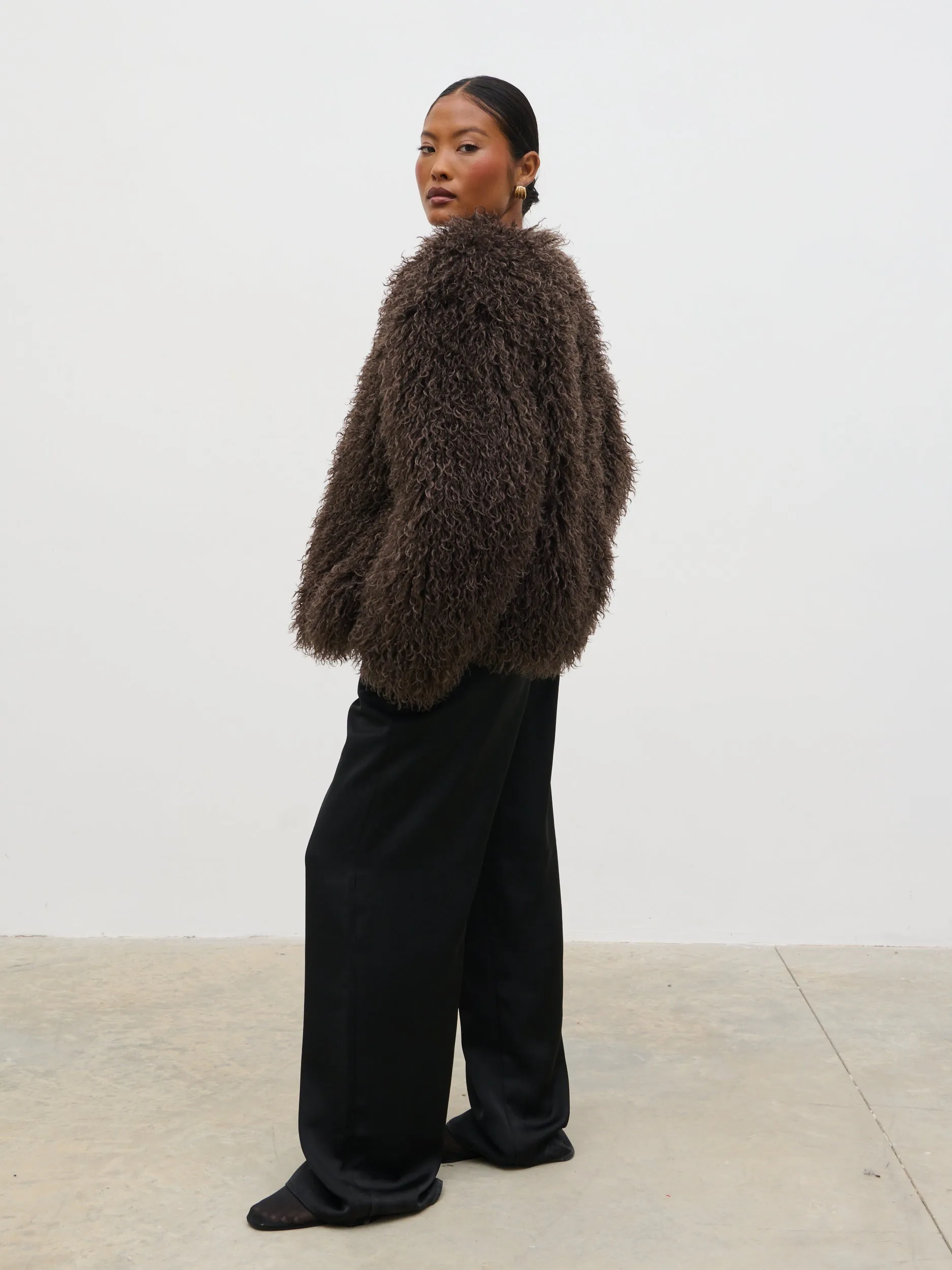 Irie Shaggy Short Faux Fur Coat - Brown sold by Pretty Lavish product image thumbnail 3