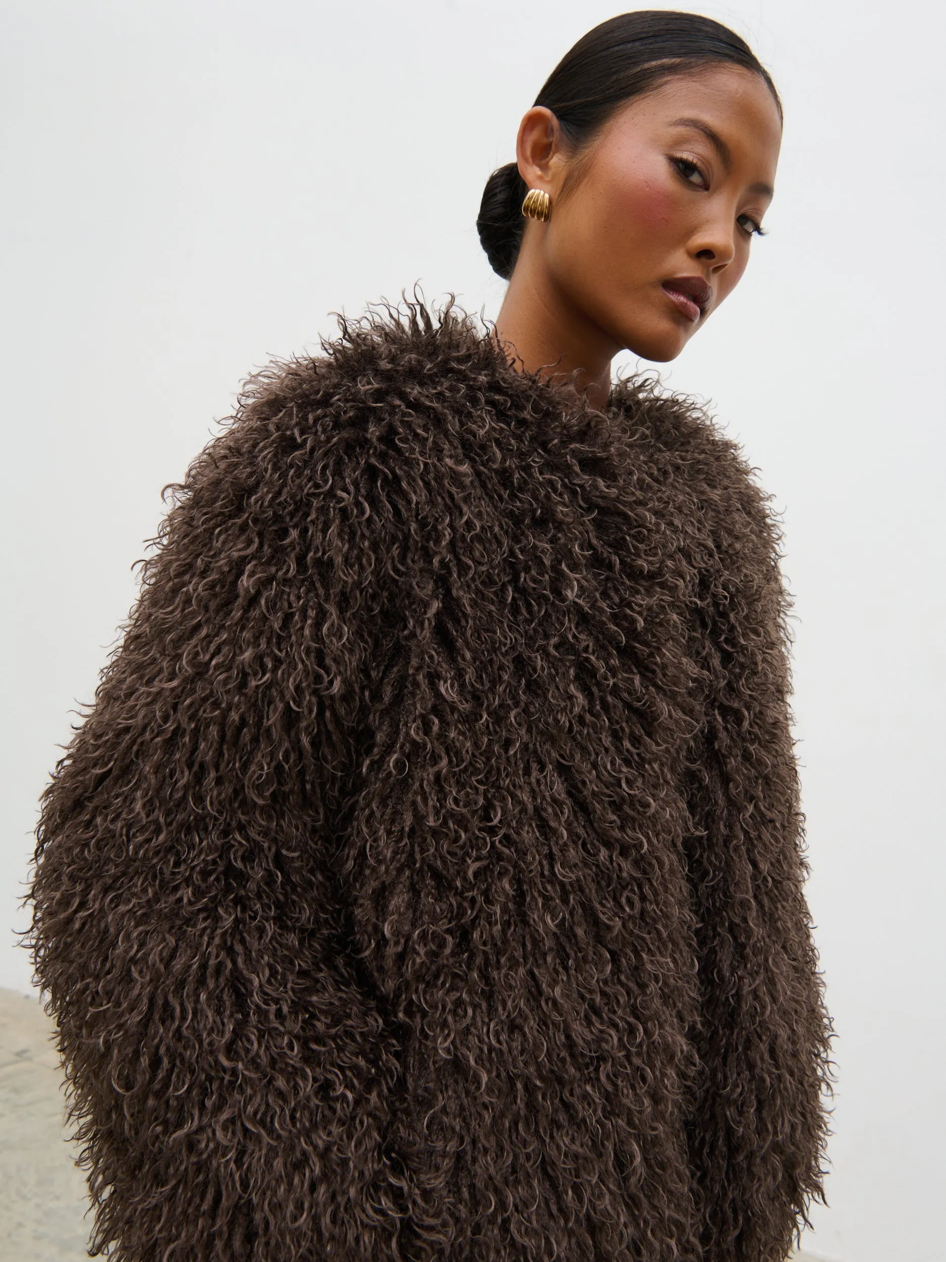 Irie Shaggy Short Faux Fur Coat - Brown sold by Pretty Lavish product image thumbnail 4