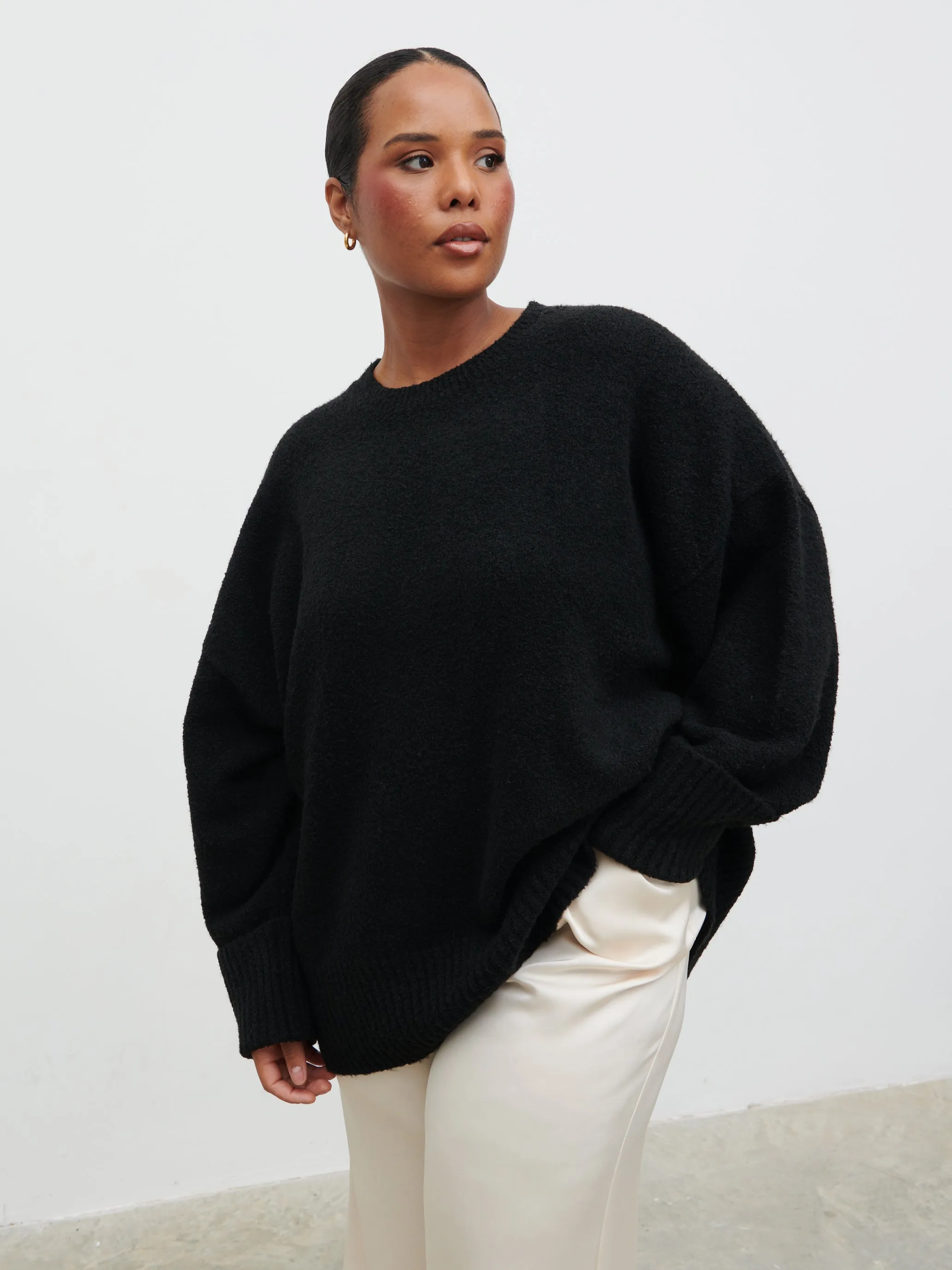 Camille Oversized Borg Jumper Curve - Black sold by Pretty Lavish product image thumbnail 2