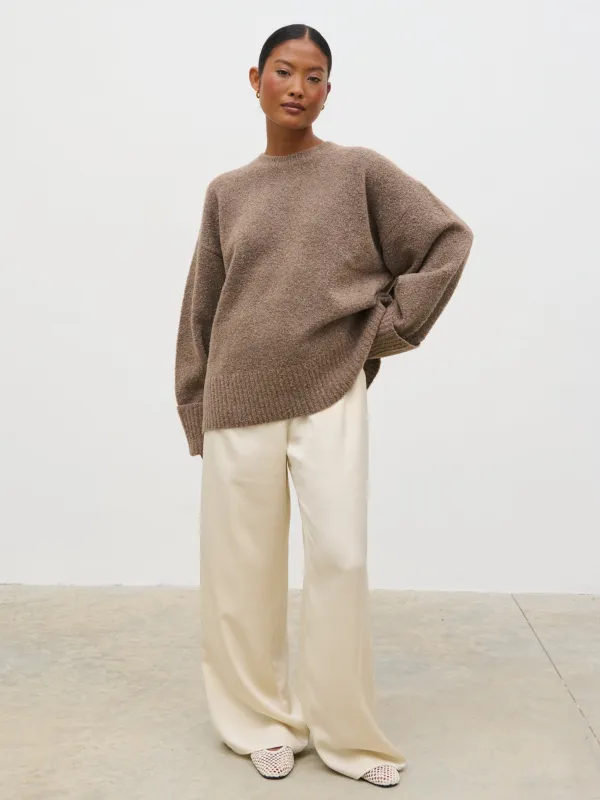 Camille Oversized Borg Jumper - Mocha sold by Pretty Lavish