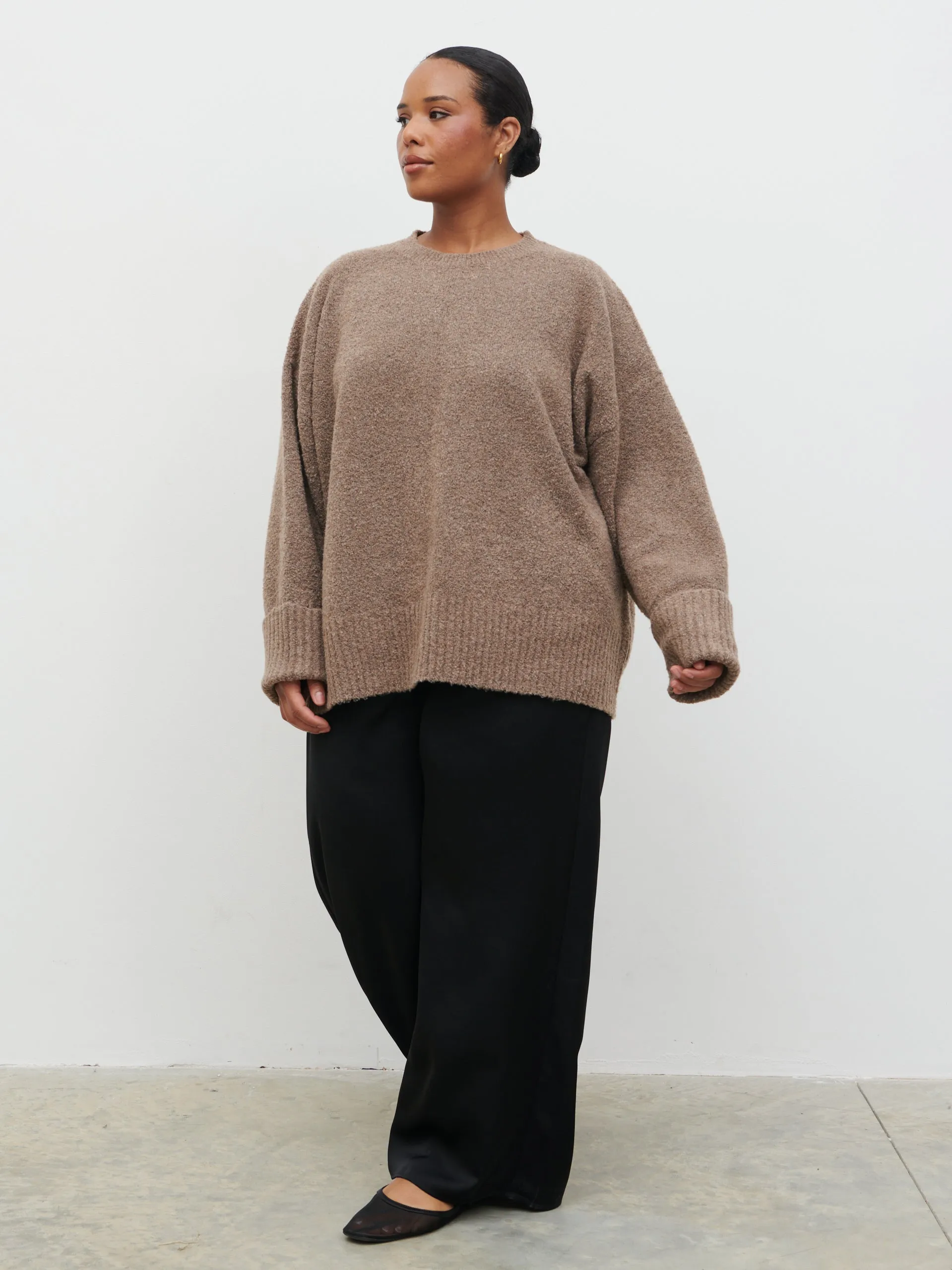 Camille Oversized Borg Jumper Curve - Mocha sold by Pretty Lavish product image thumbnail 3