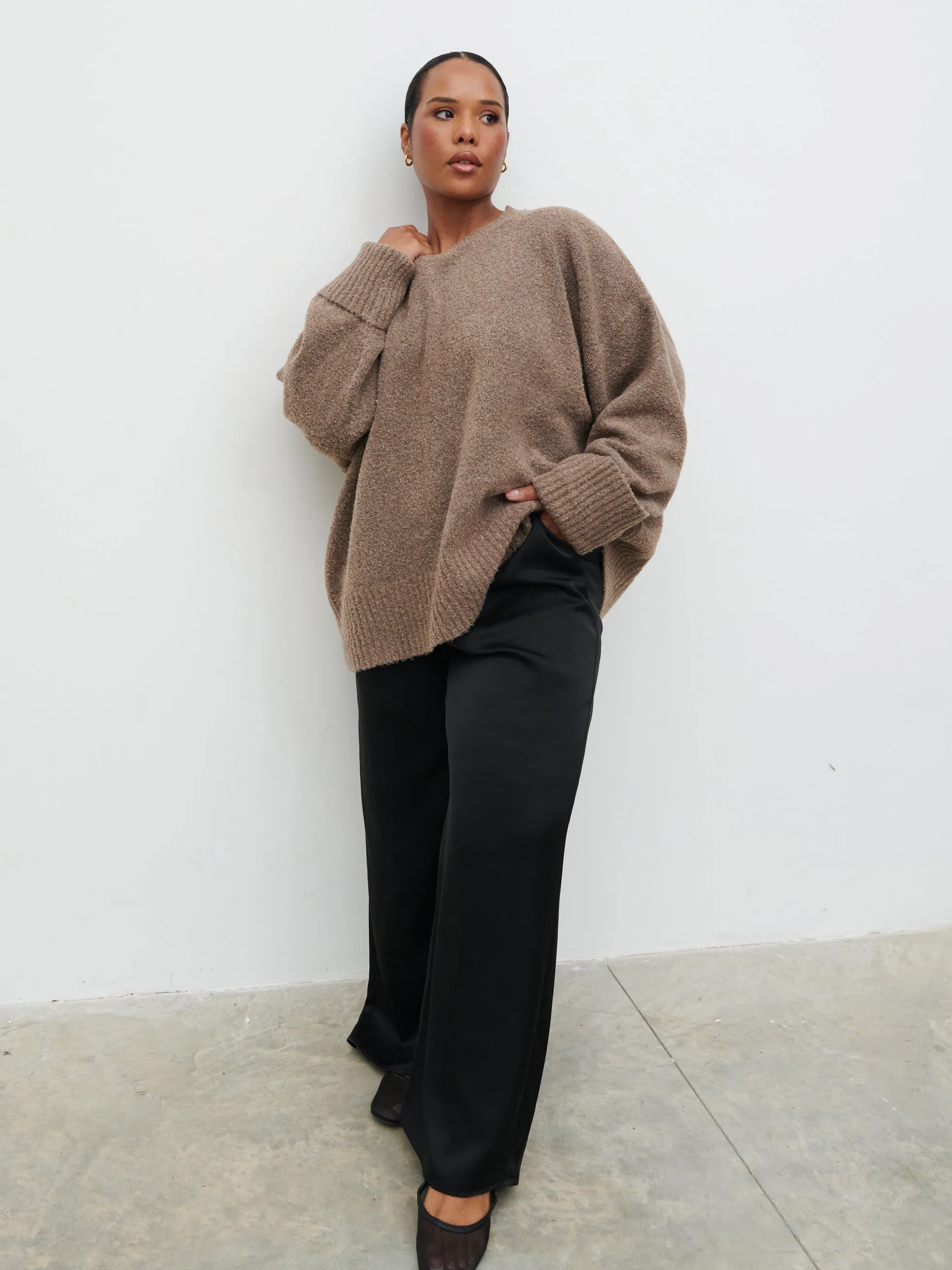 Camille Oversized Borg Jumper Curve - Mocha sold by Pretty Lavish product image thumbnail 5