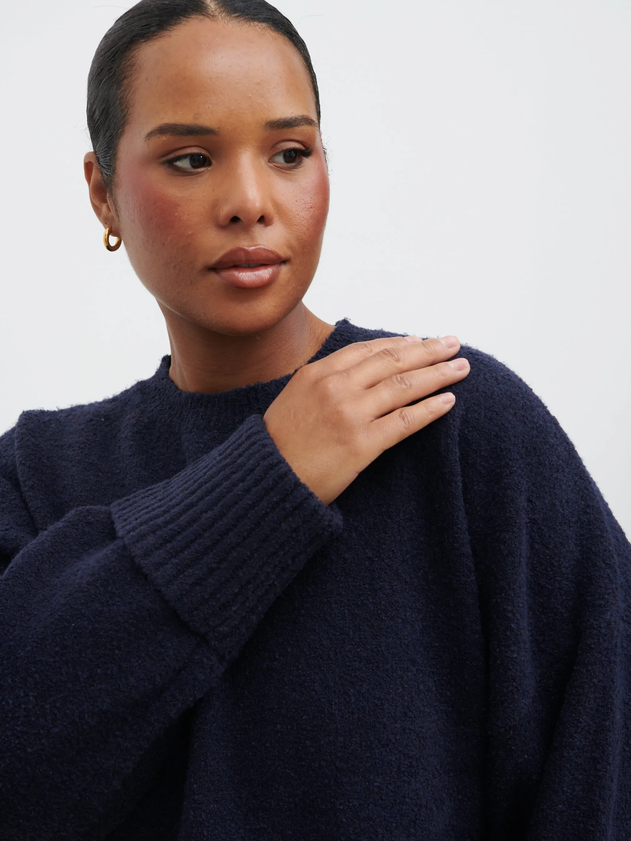 Camille Oversized Borg Jumper Curve - Navy sold by Pretty Lavish product image thumbnail 2