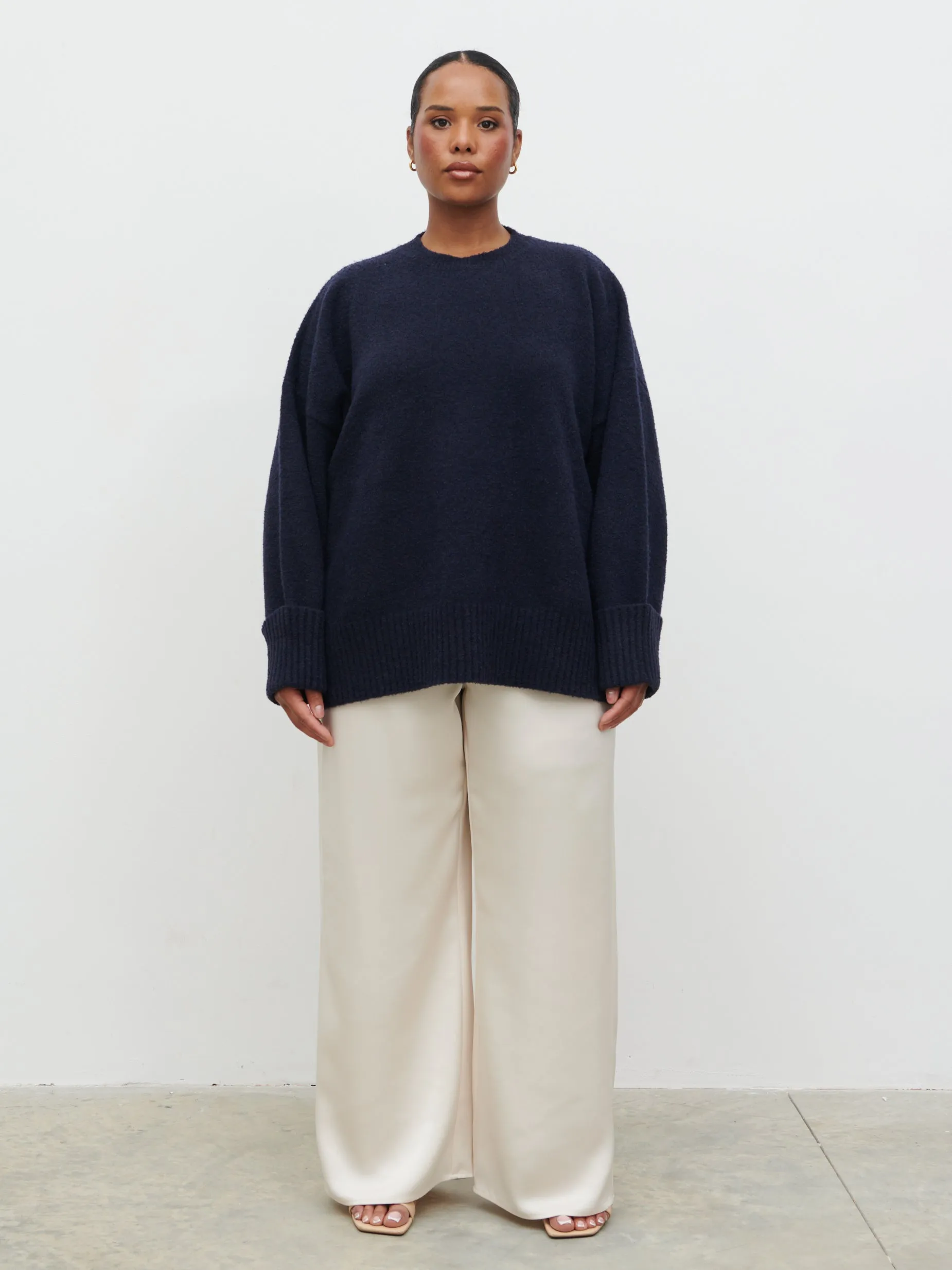 Camille Oversized Borg Jumper Curve - Navy sold by Pretty Lavish product image thumbnail 5