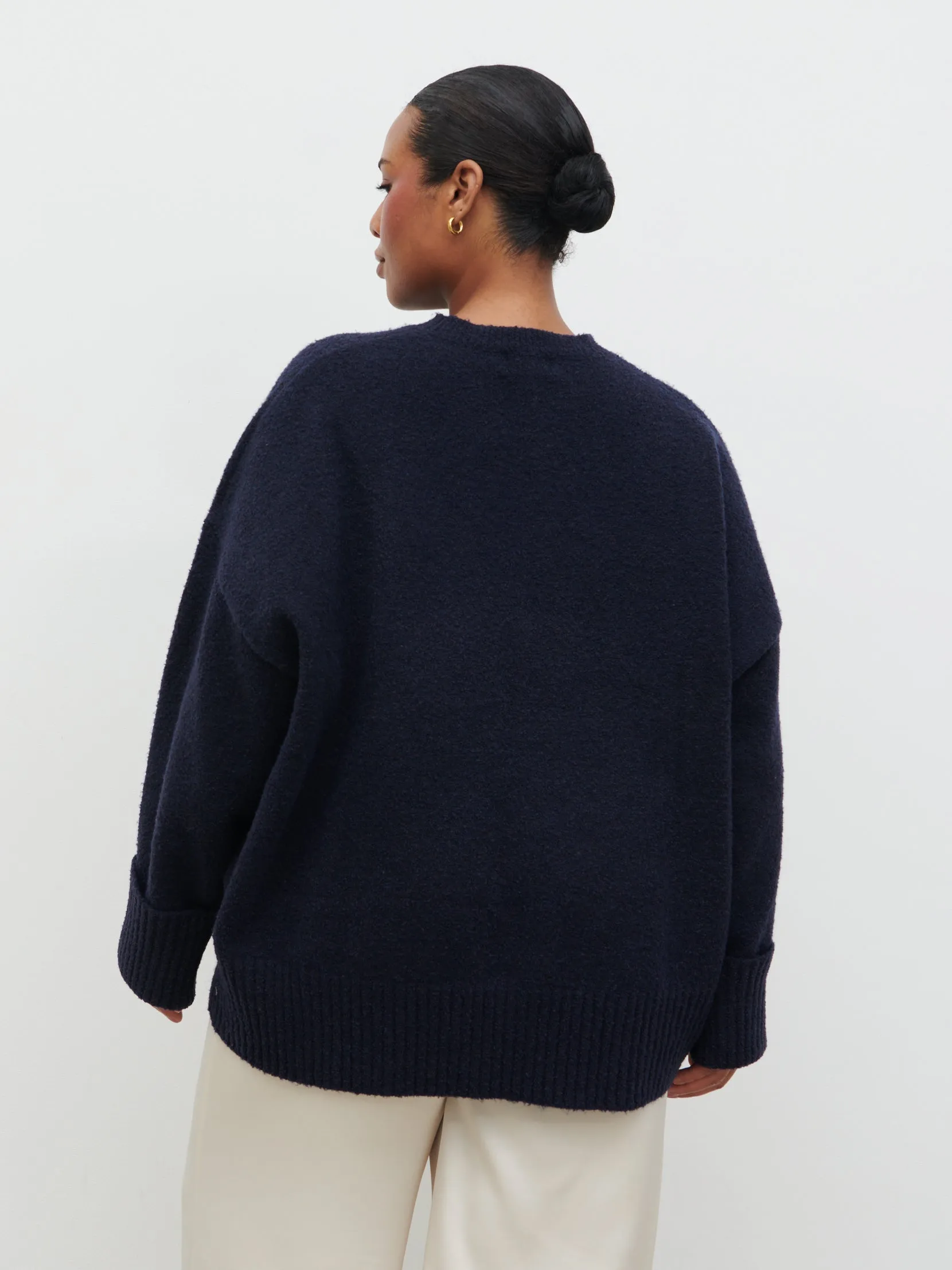 Camille Oversized Borg Jumper Curve - Navy sold by Pretty Lavish product image thumbnail 4