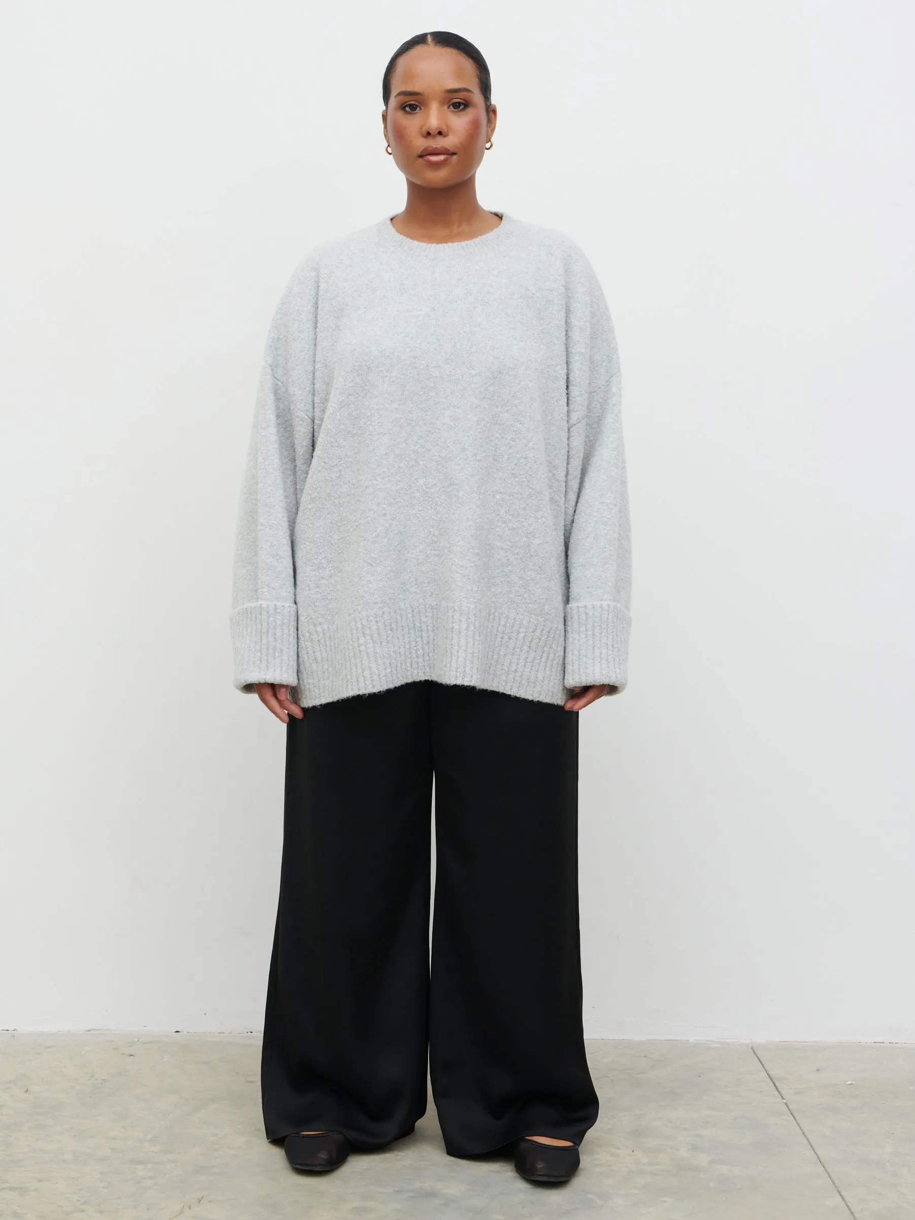 Camille Oversized Borg Jumper Curve - Light Grey sold by Pretty Lavish product image thumbnail 2